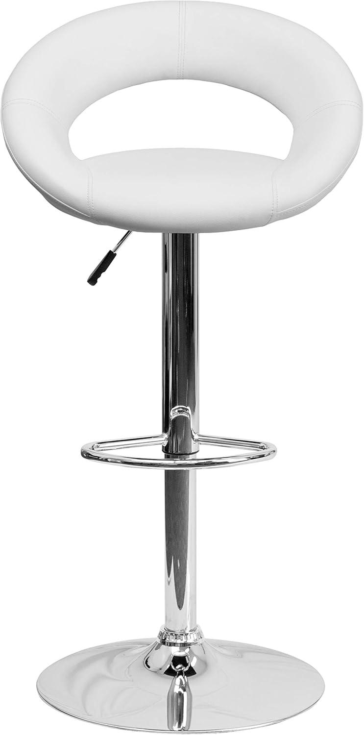Flash Furniture Contemporary Vinyl Rounded Orbit-Style Back Adjustable Height Barstool with Chrome Base