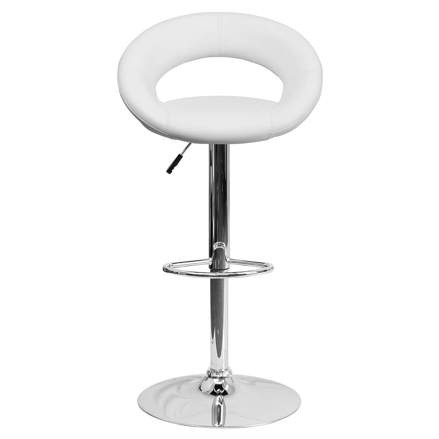 Flash Furniture Contemporary Vinyl Rounded Orbit-Style Back Adjustable Height Barstool with Chrome Base