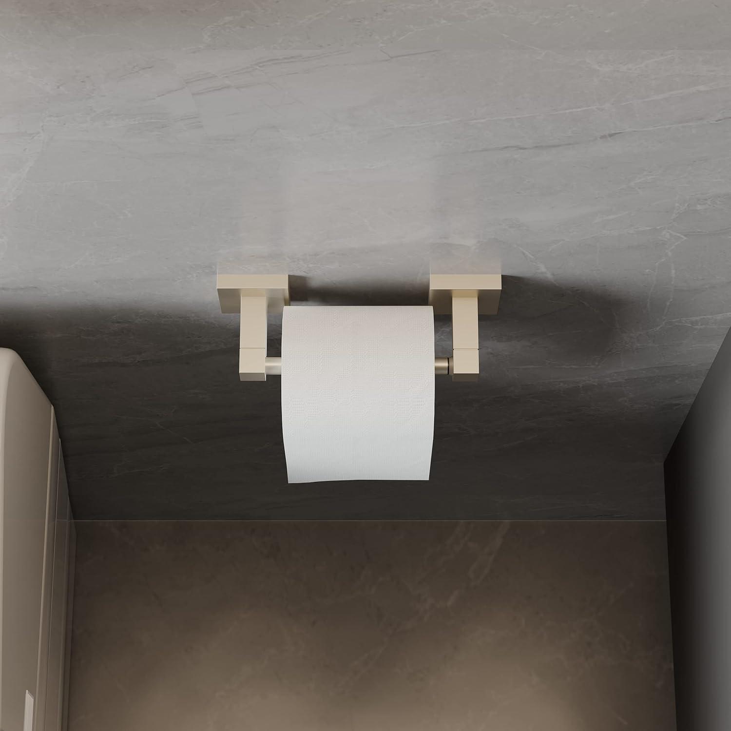 Double Post Pivoting Modern Square Toilet Paper Holder by RUACQ, Brushed Nickel, Wall Mounted