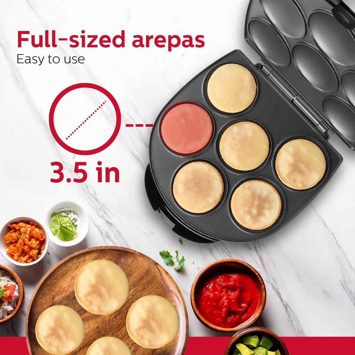Black Non-Stick 6-Arepa Maker with Safety Lock Lid