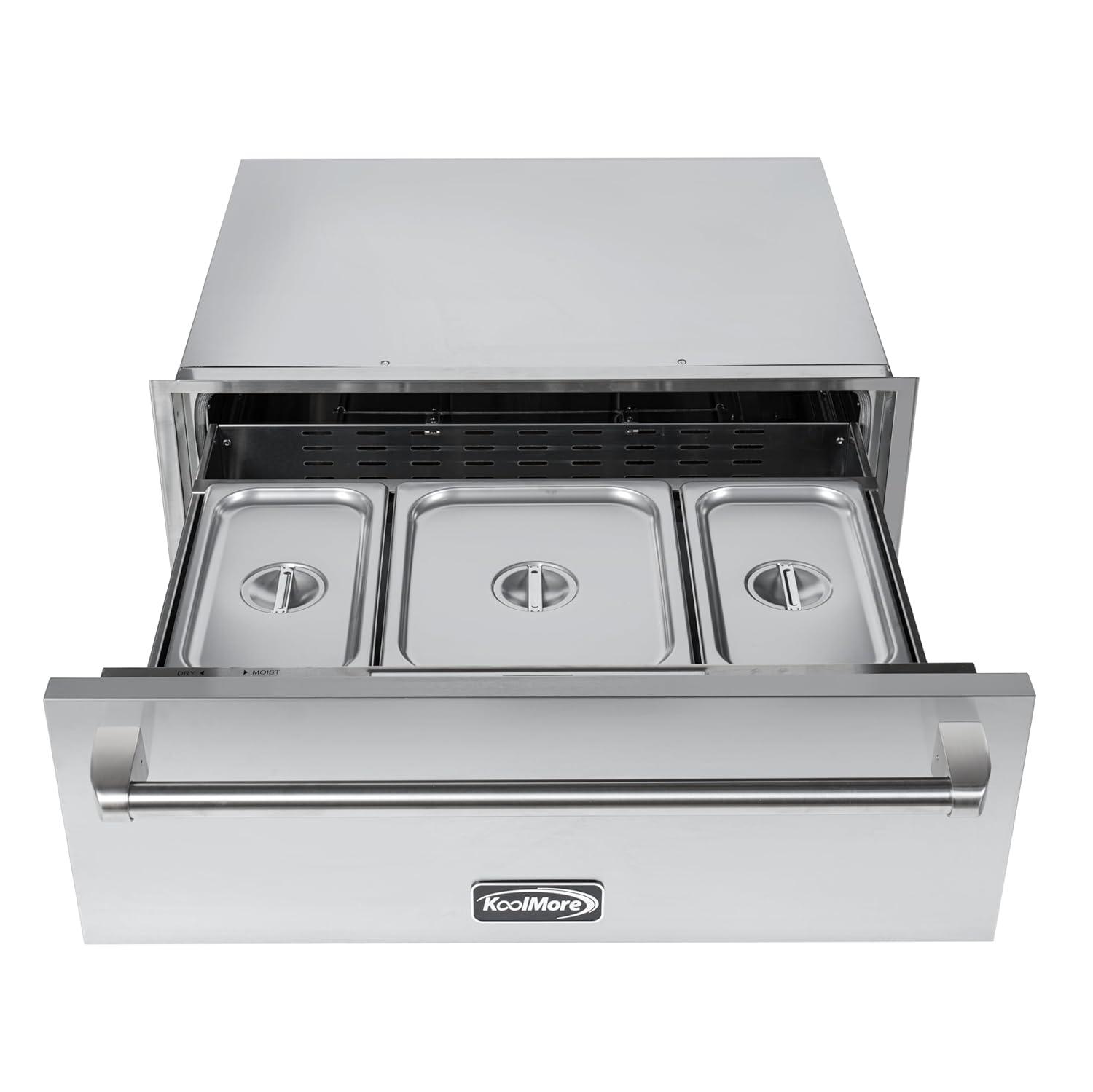 30 in. Warming Drawer with Three Compartments in Stainless-Steel (KM-RWD-30SS)