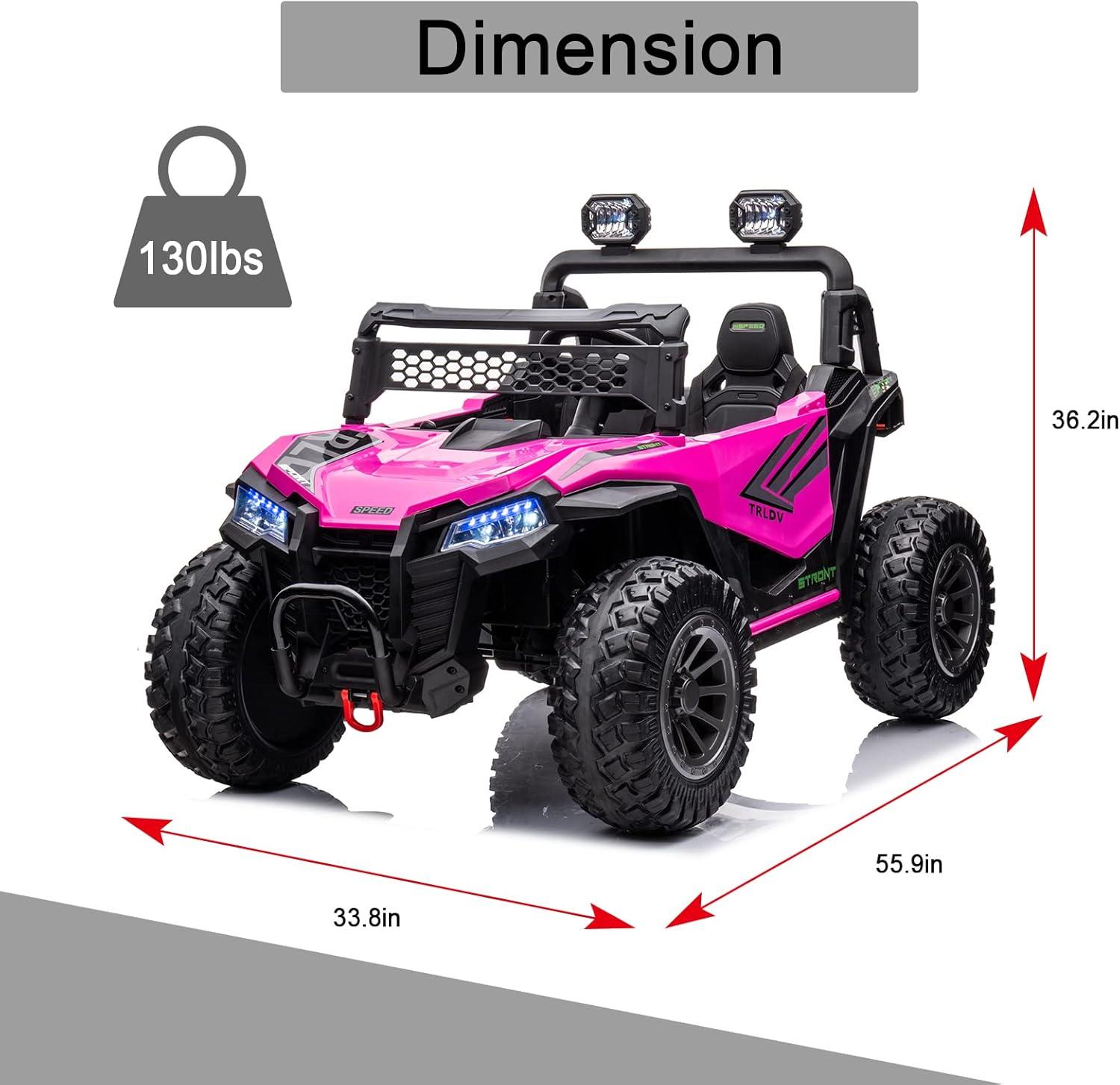 24V Pink Dual Seat Off-Road UTV with Remote Control