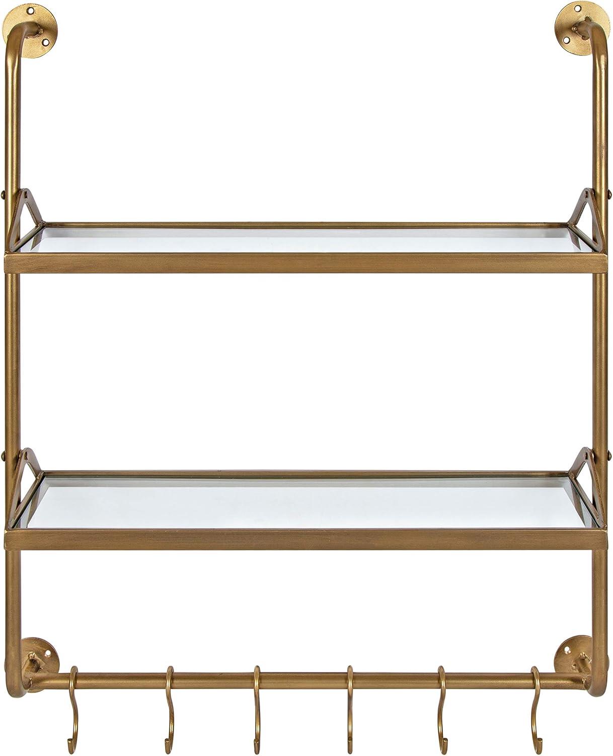 26" x 31" Marit Metal Wall Shelf Gold - Kate & Laurel All Things Decor