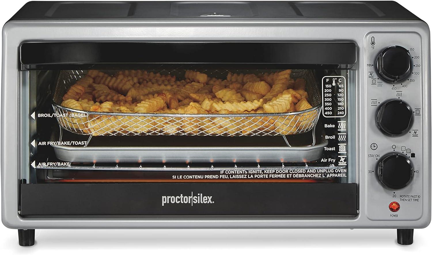 Black 6-Slice Air Fryer Toaster Oven with Broiler