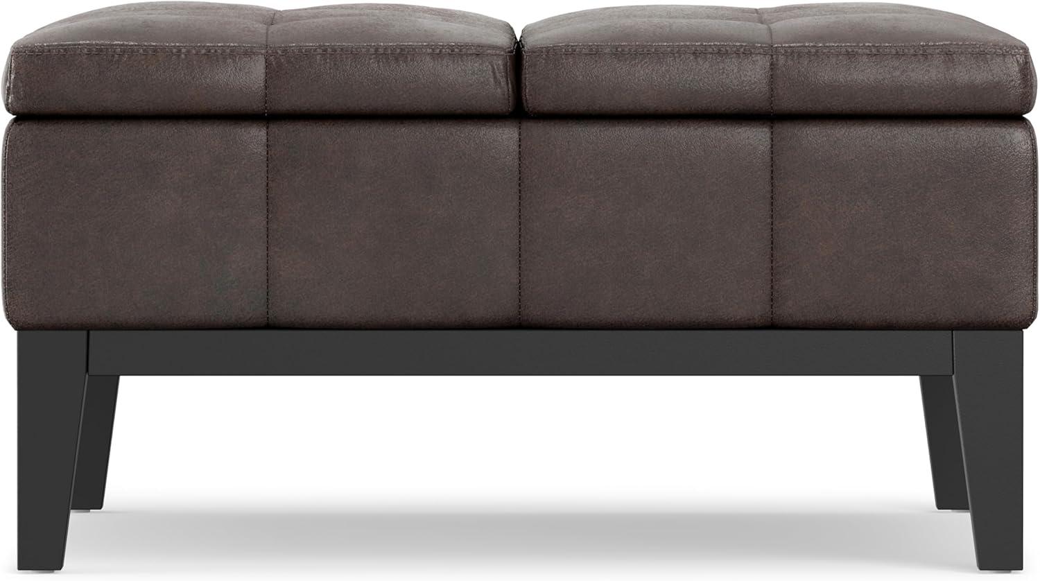 Simpli Home Dover 36"W Upholstered Square Coffee Table Storage Ottoman with Split Tufted Lift Top & Reviews | Wayfair