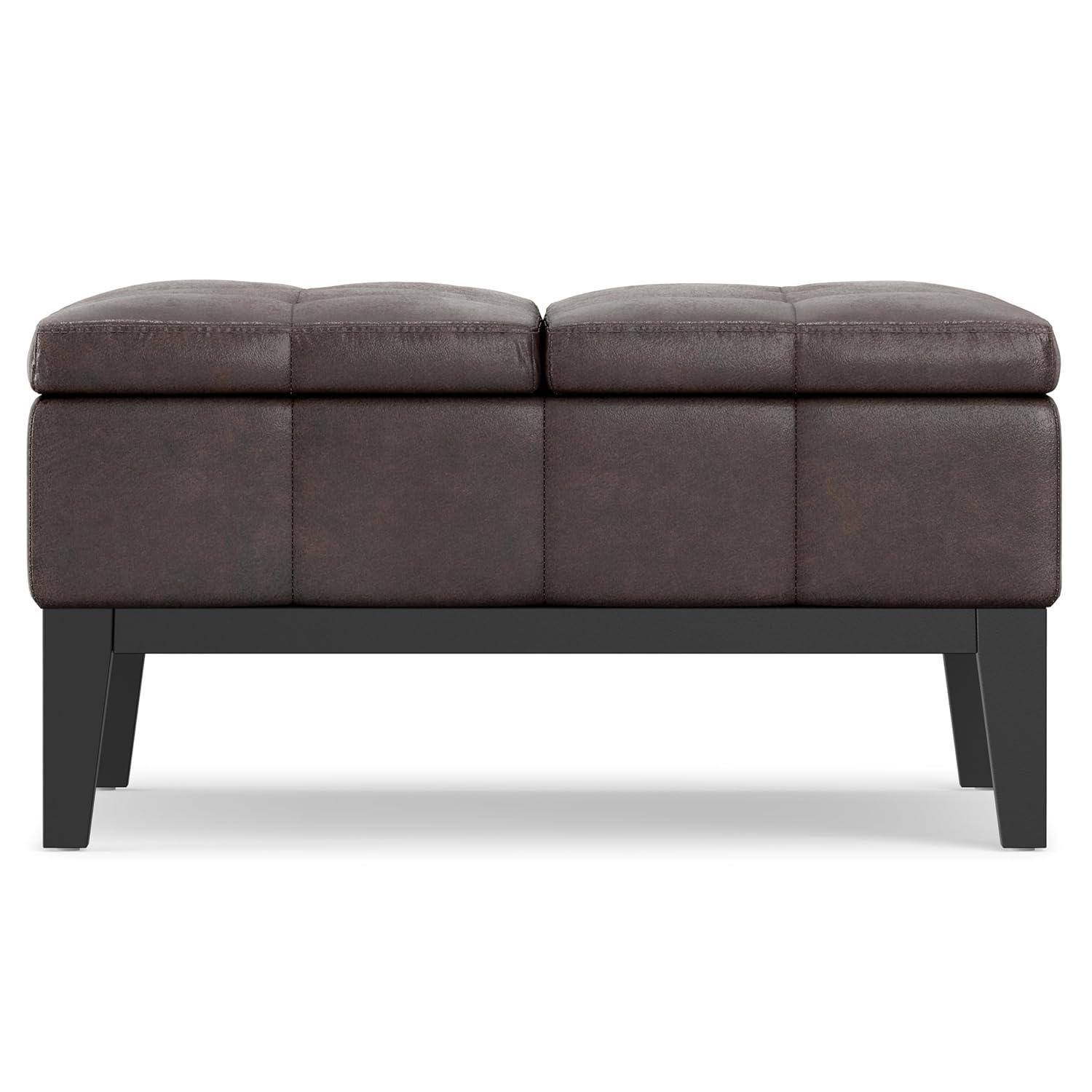 Simpli Home Dover 36"W Upholstered Square Coffee Table Storage Ottoman with Split Tufted Lift Top & Reviews | Wayfair