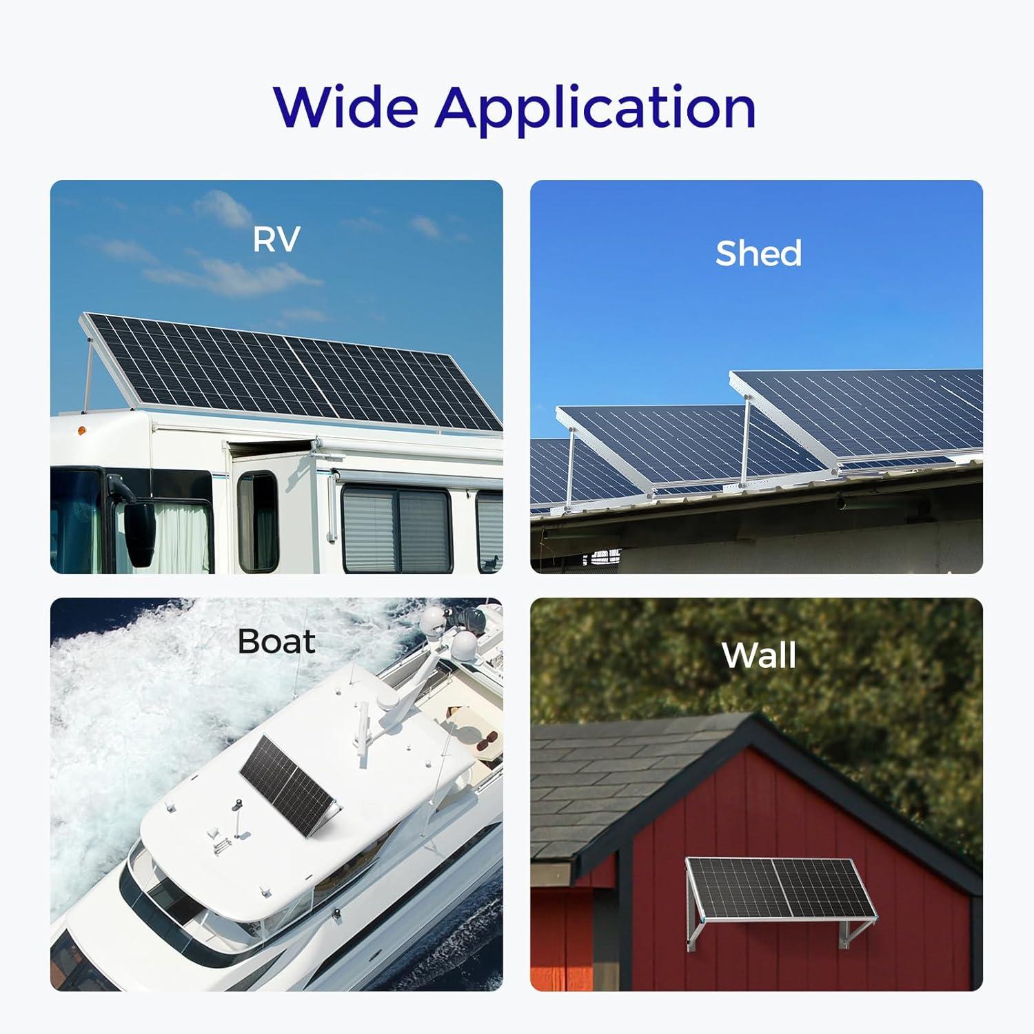 Renogy 50in Adjustable Solar Panel Mount Brackets with Foldable Tilt Legs on Any Flat Surface for RV, Roof, Boat, Any Off-Grid Systems