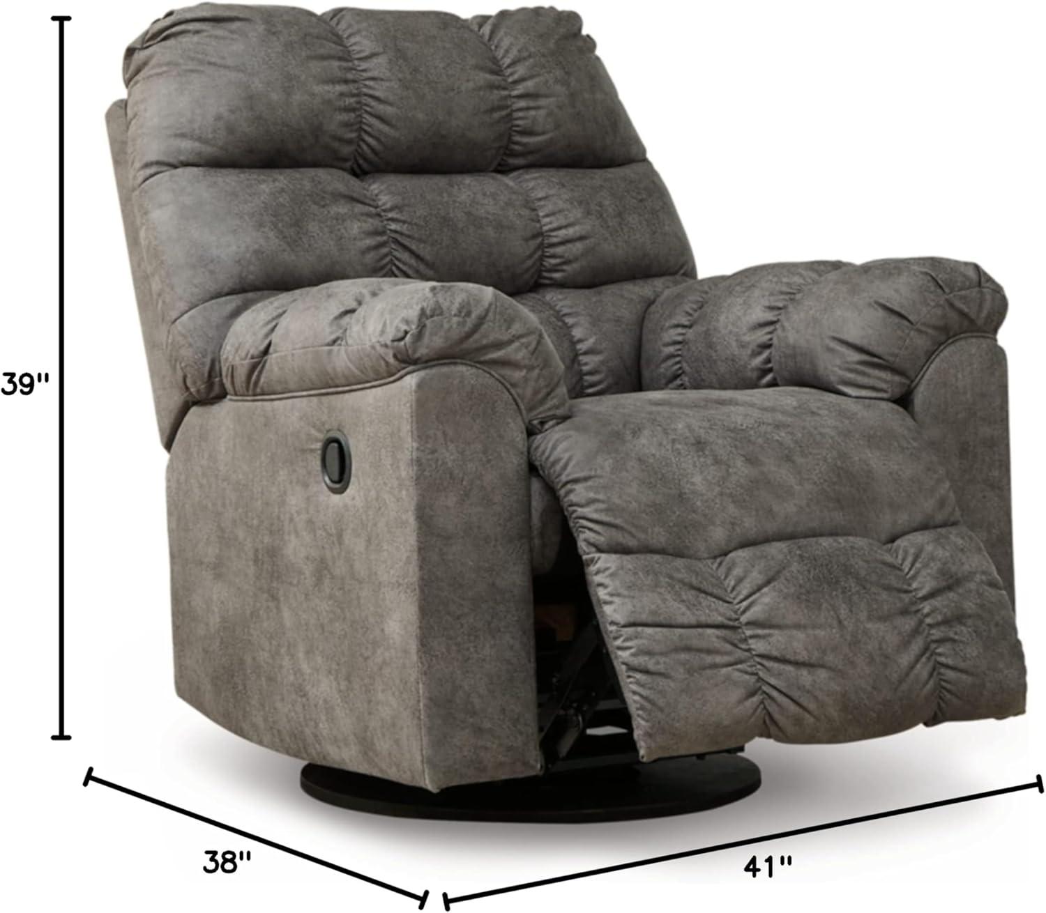 38" Wide Faux Leather Power Swivel Standard Recliner