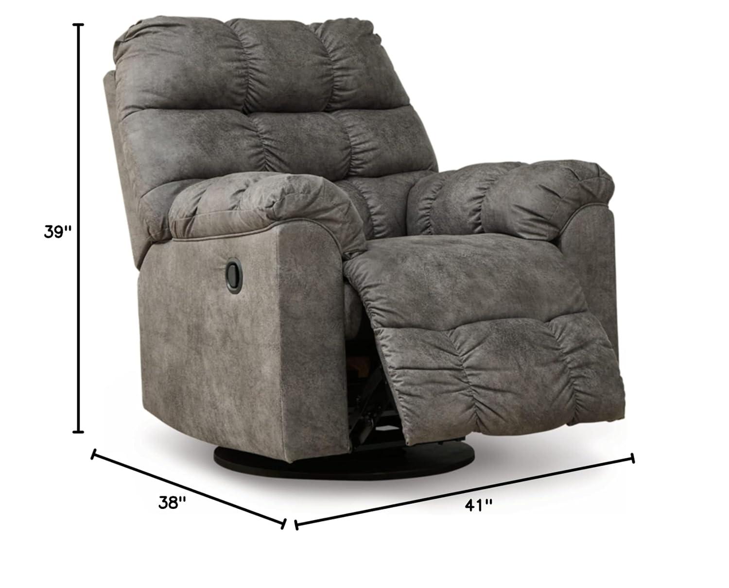 38" Wide Faux Leather Power Swivel Standard Recliner