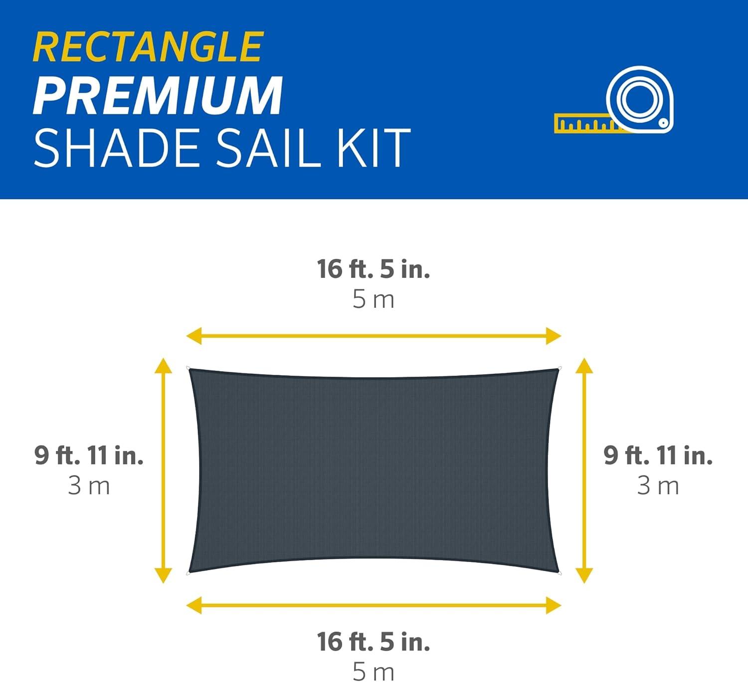 Coolaroo Premium Rectangle Kit 95%; 16'5"x9'11"; Slate