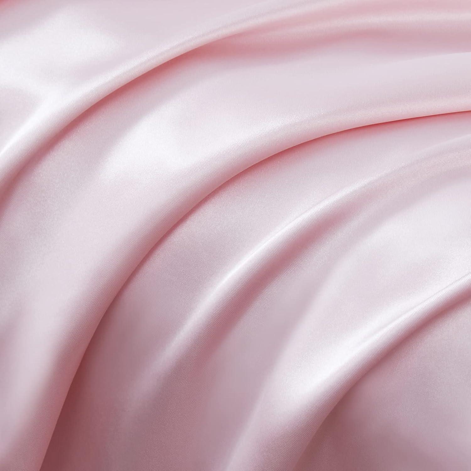 SiinvdaBZX Ruffled Queen Satin Pillowcase Set of 2, Blush Pink Silky Satin Pillow Cases for Women Ruffle Pillow Shams Covers Princess Room Decoration, with Envelope Closure