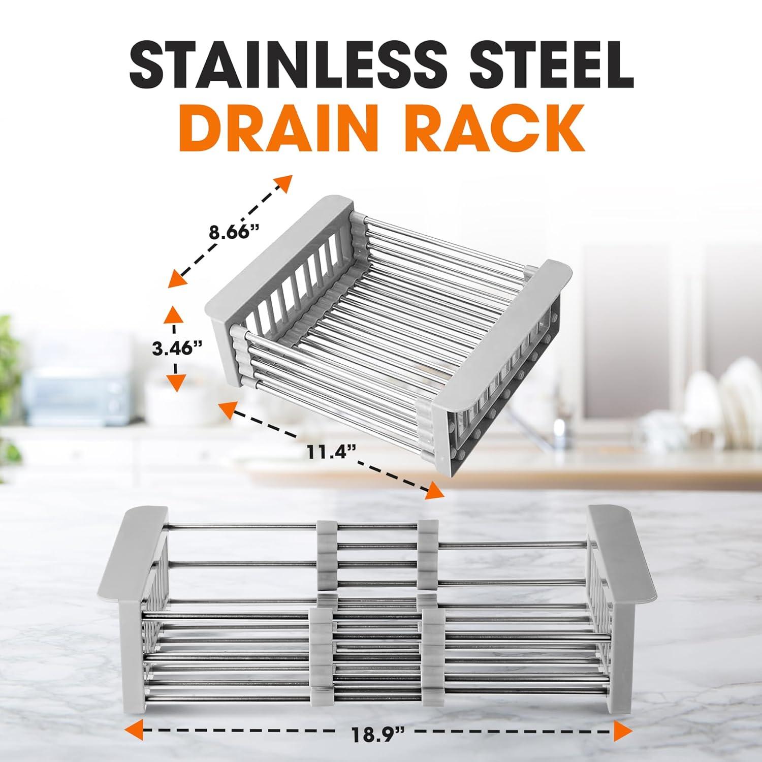 Cheer Collection Adjustable Stainless Steel Over The Sink Dish Rack