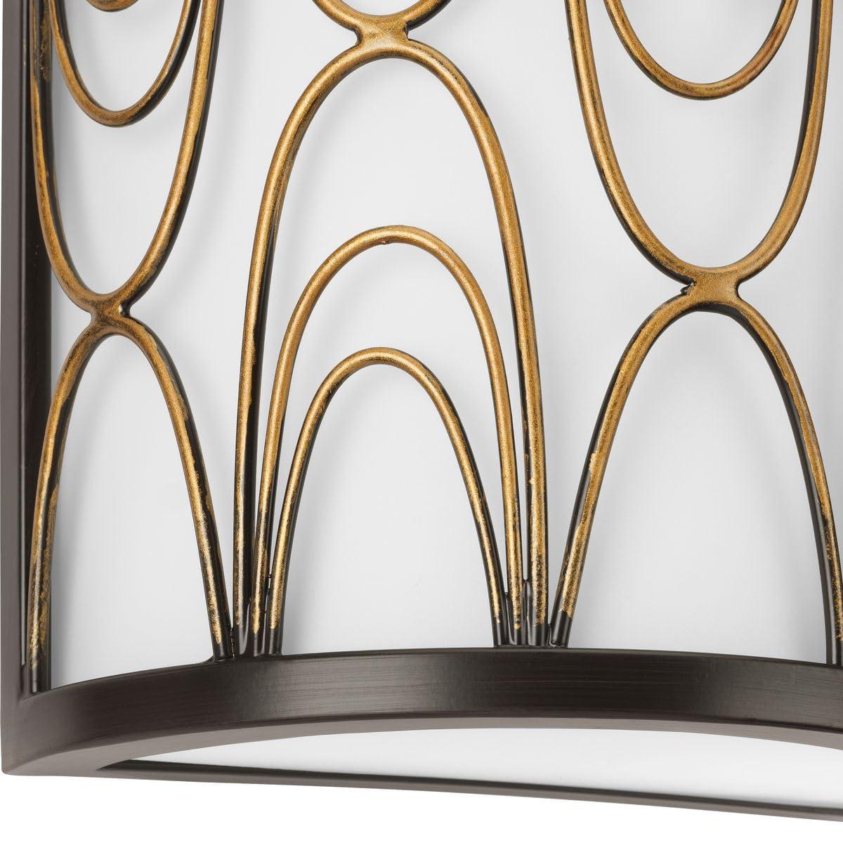 Progress Lighting Cirrine 1-Light Wall Sconce, Antique Bronze, Etched White Glass