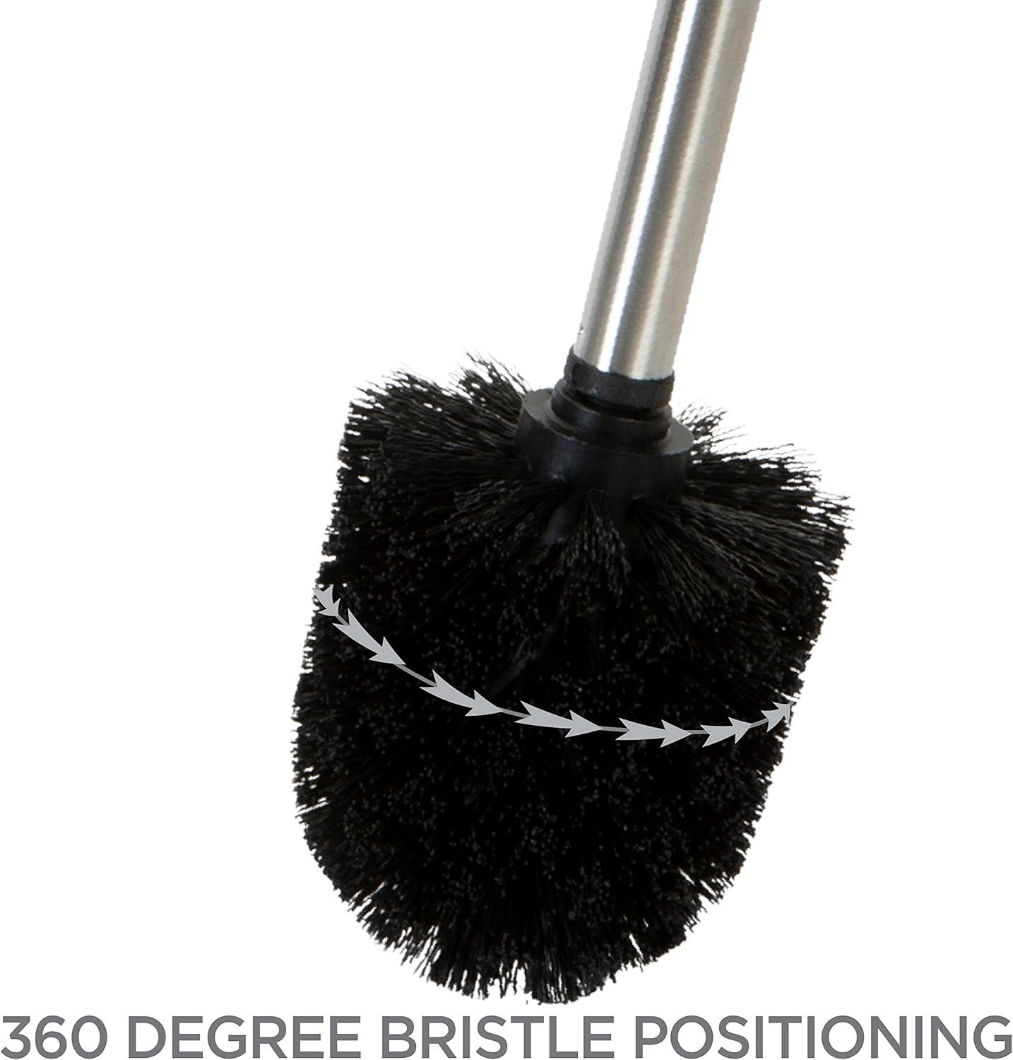 Bath Bliss Toilet Brush with Closing Lid Gray: Polypropylene & Metal, 15.4" Height, Bathroom Cleaning Accessory