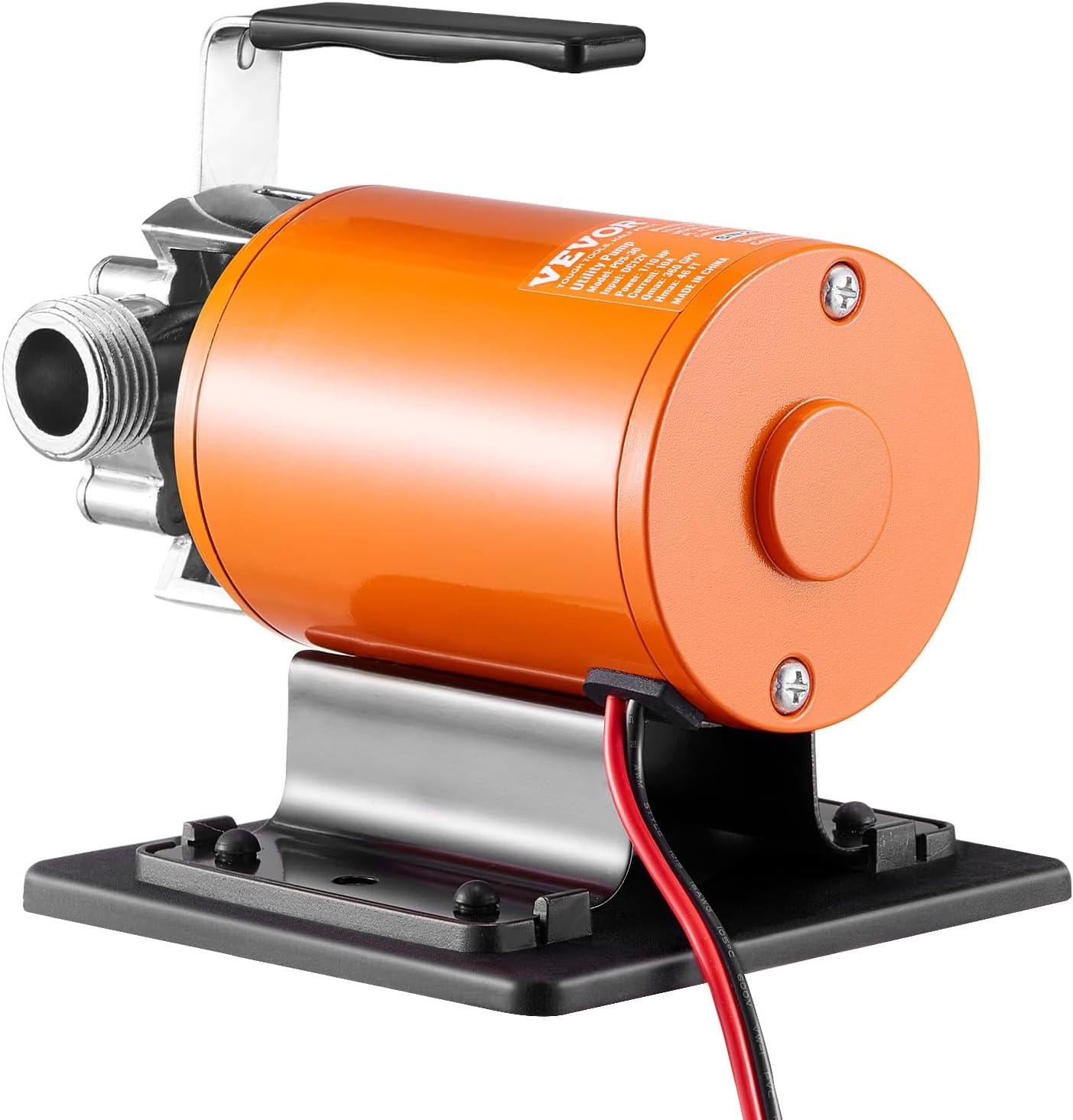 Portable Orange 12V Battery Powered Water Transfer Pump