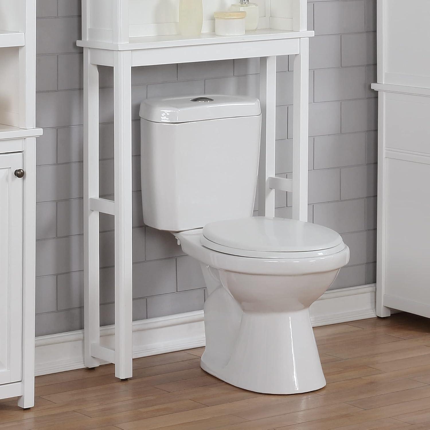 White Wood Over-the-Toilet Storage Shelf