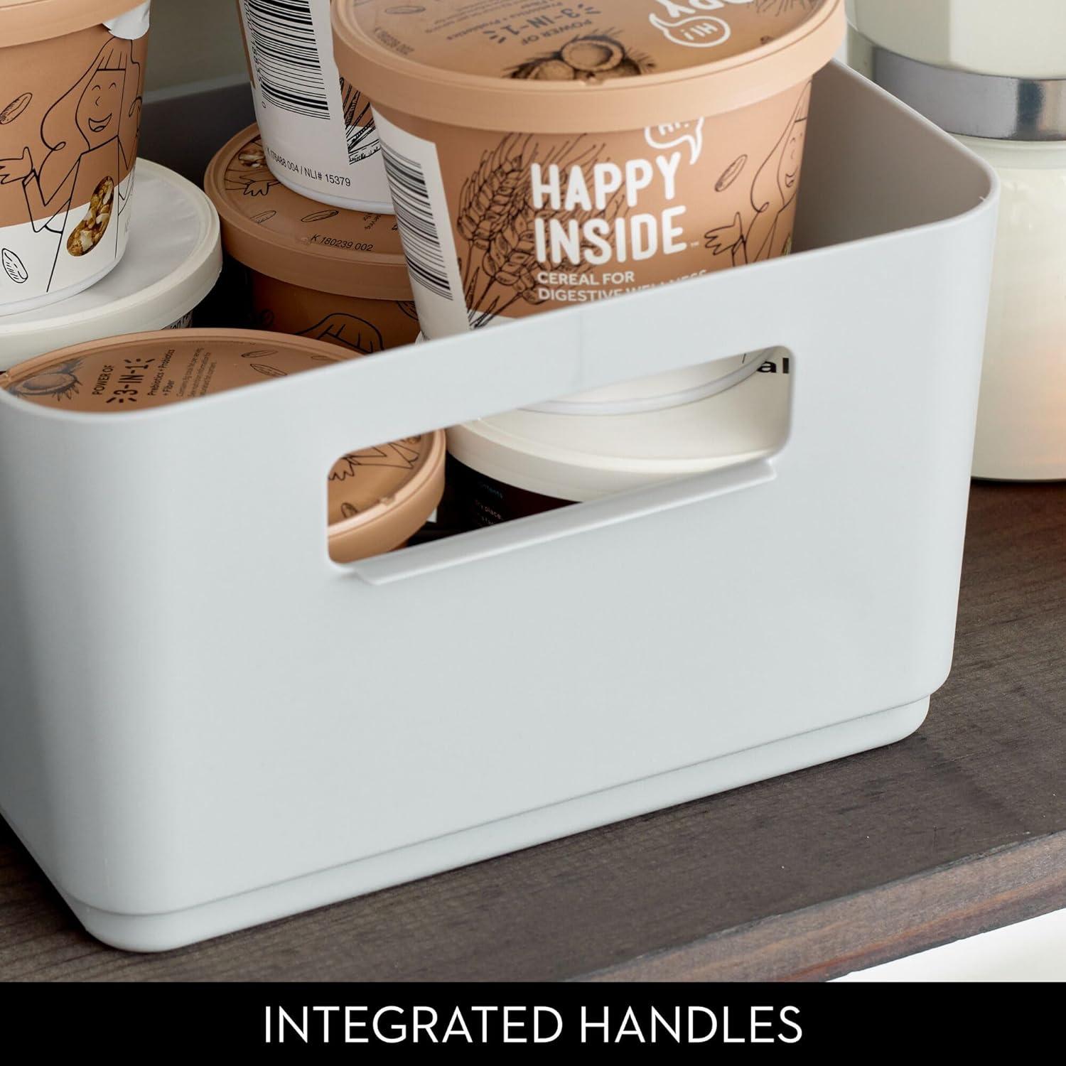 iDesign iDesign Plastic Pantry Storage Bin with Handles for Kitchen Organization - Set of 2 - Gray