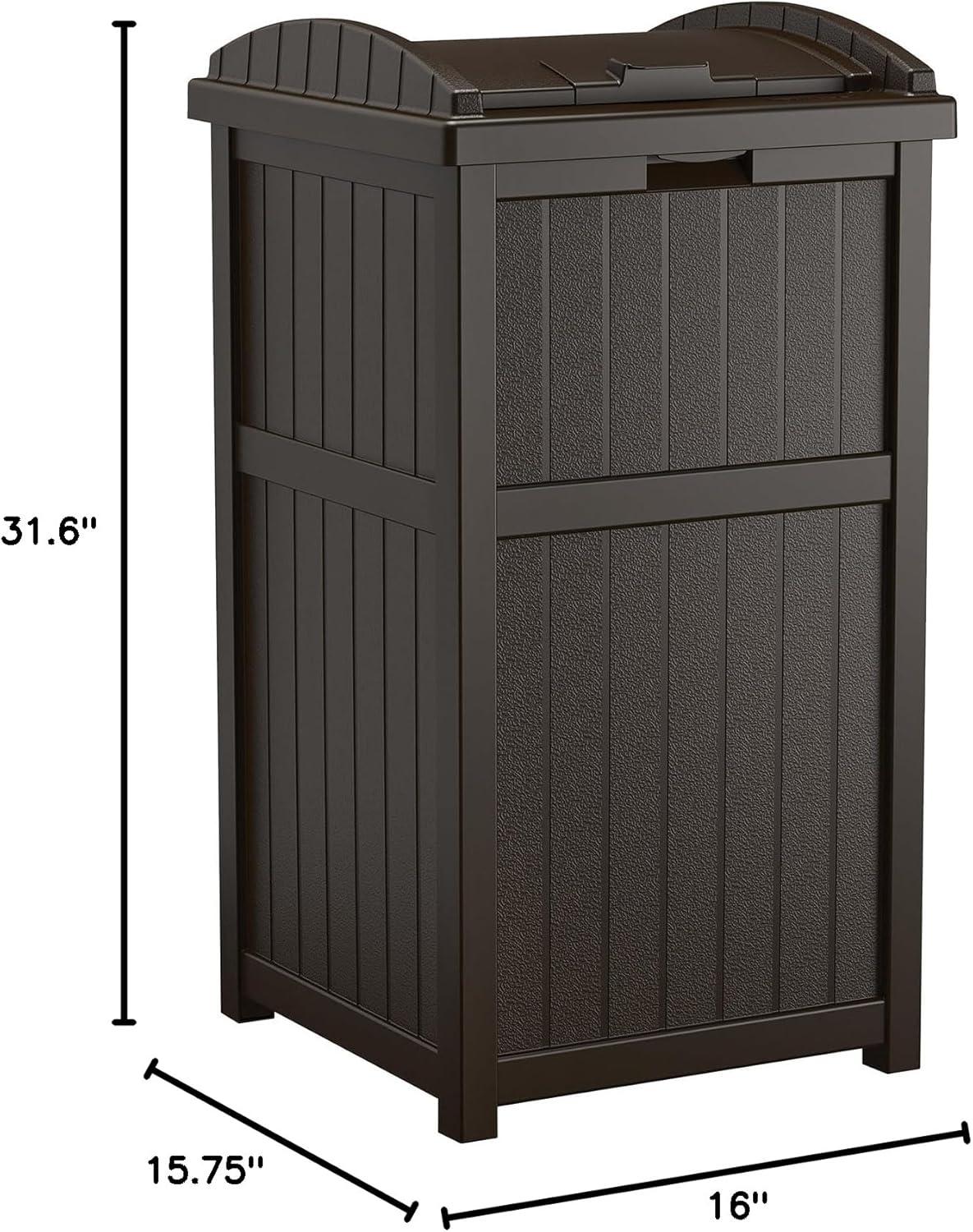 Java Brown 33 Gallon Outdoor Plastic Trash Hideaway