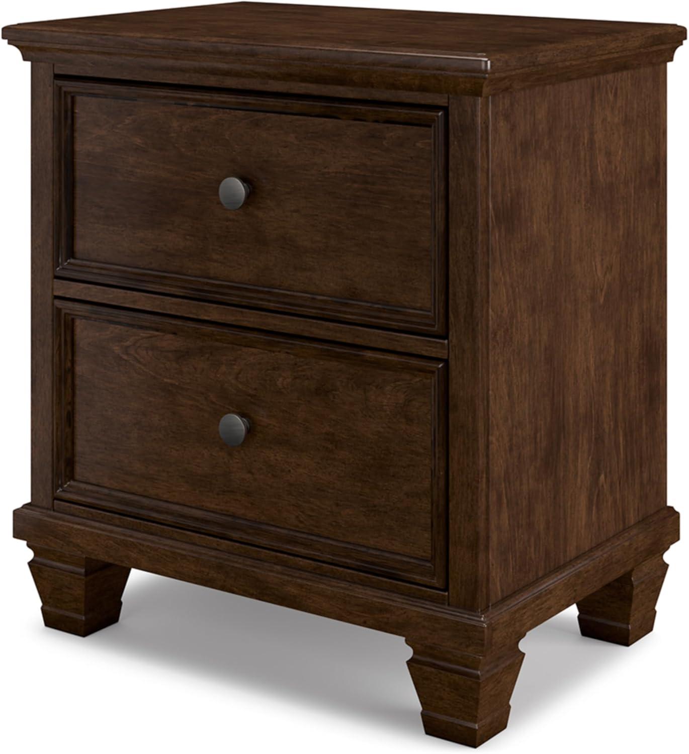 Black Hardwood 2-Drawer Nightstand with Satin Nickel Knobs