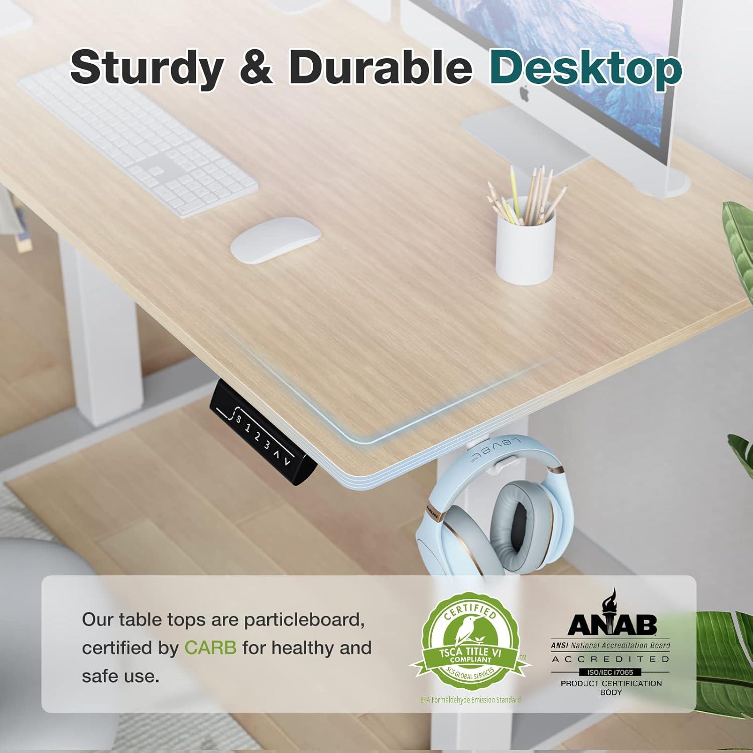 Modern Adjustable Height Bamboo Texture Standing Computer Desk