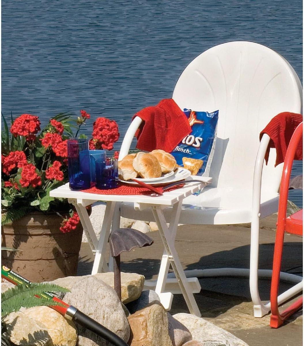 Adams Quik-Fold White Rectangular Resin Folding Side Table