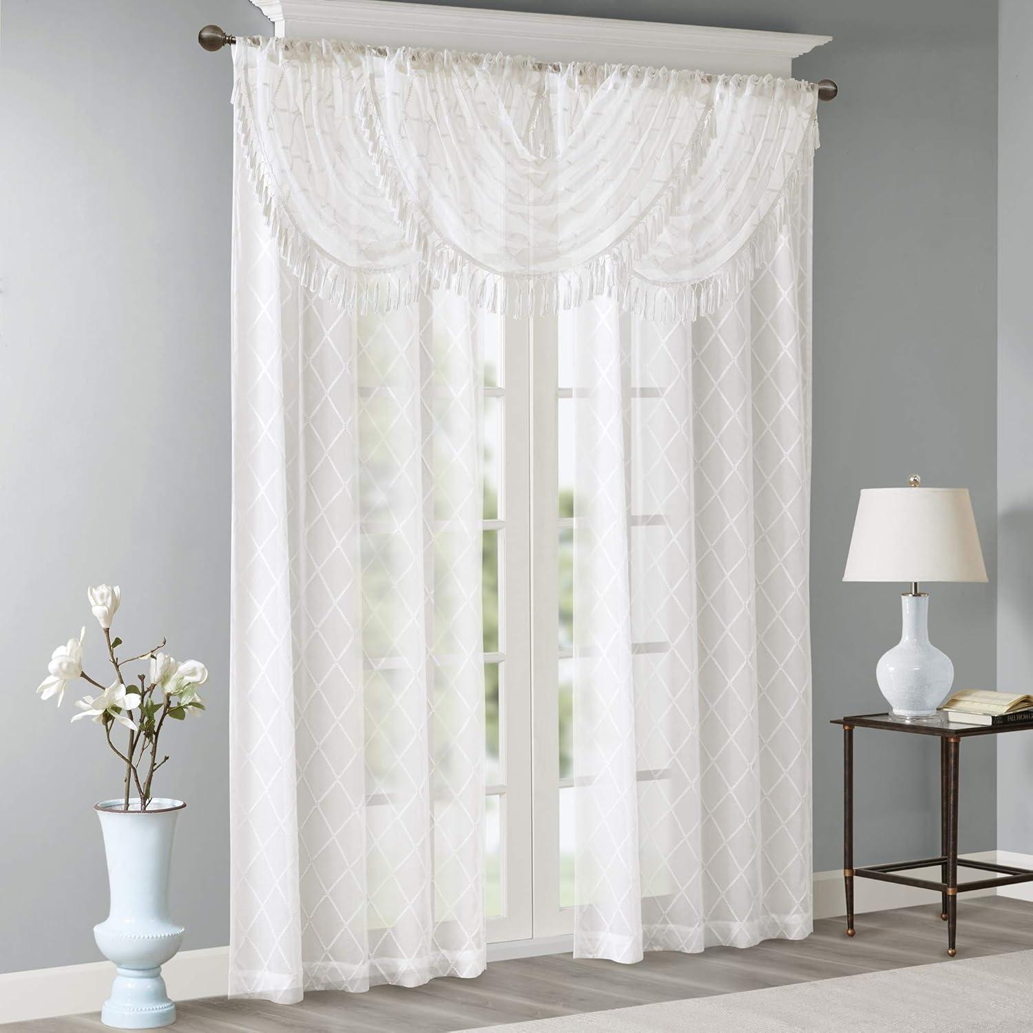 Irina Diamond Sheer Embroidered Waterfall Valance