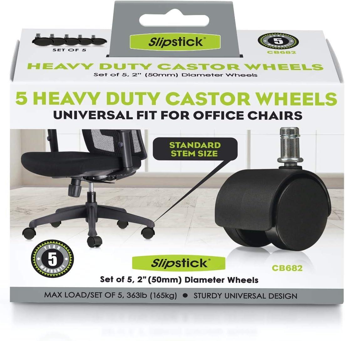 Slipstick 2" Office Chair Caster Wheel (Set of 5)