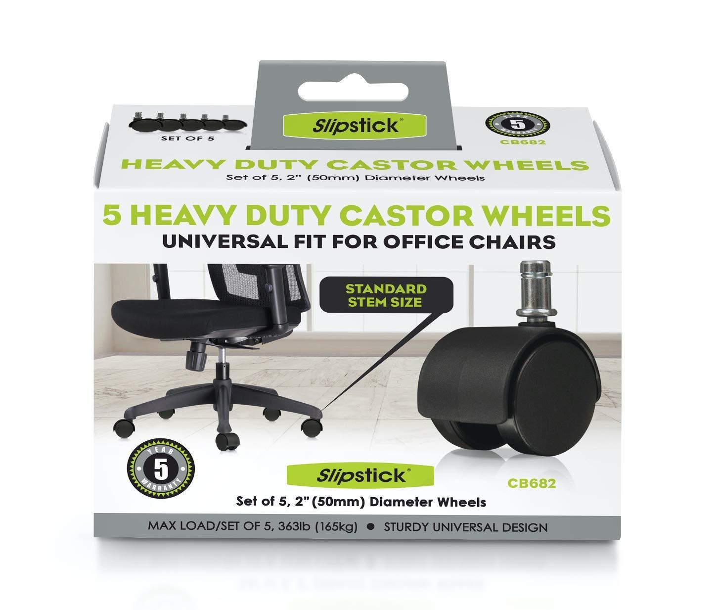 Slipstick 2" Office Chair Caster Wheel (Set of 5)