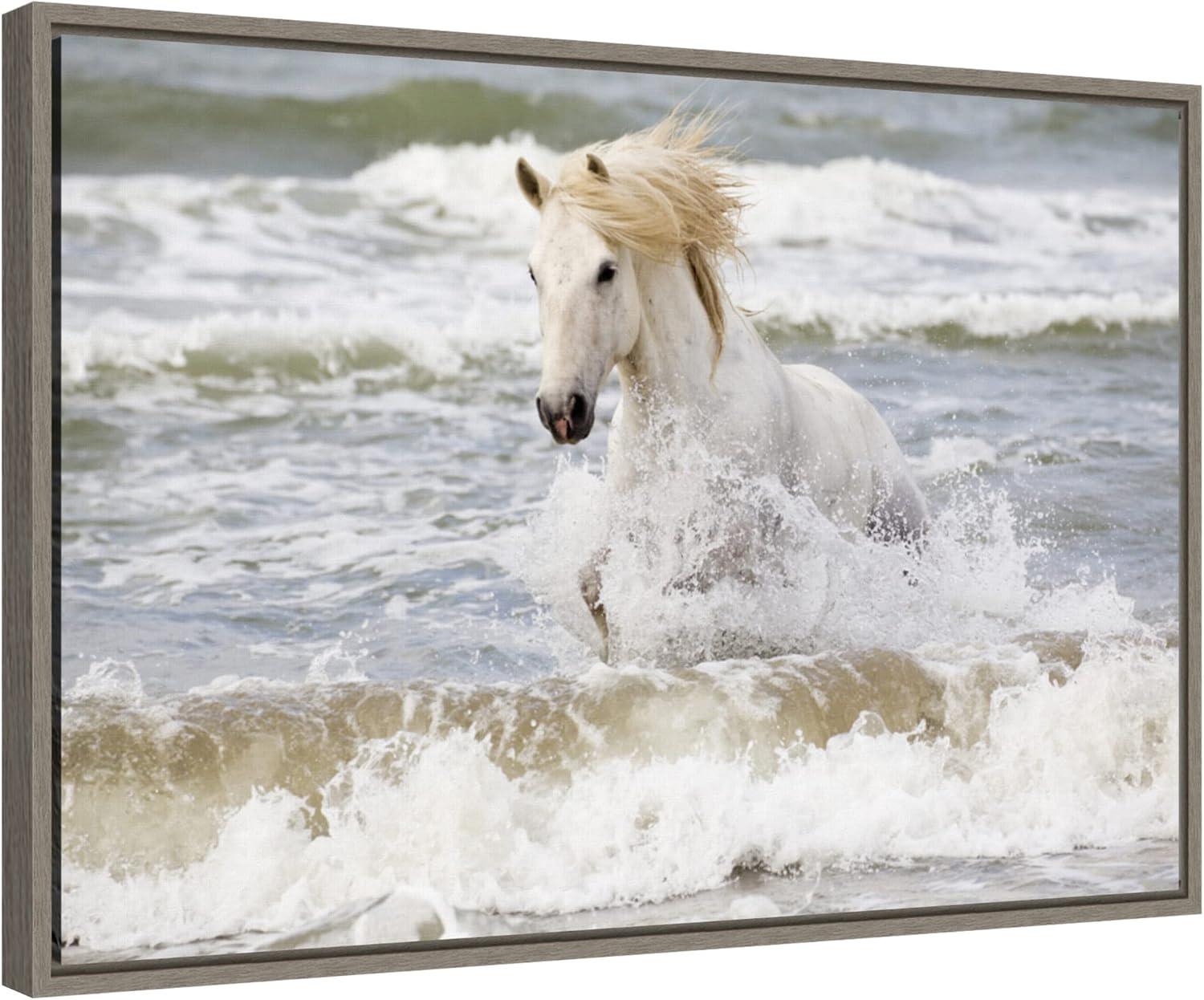 23"x16" Camargue Horse in the Surf by Ellen Goff Danita Delimont - Amanti Art: Modern Lithograph, Oceanic Animal