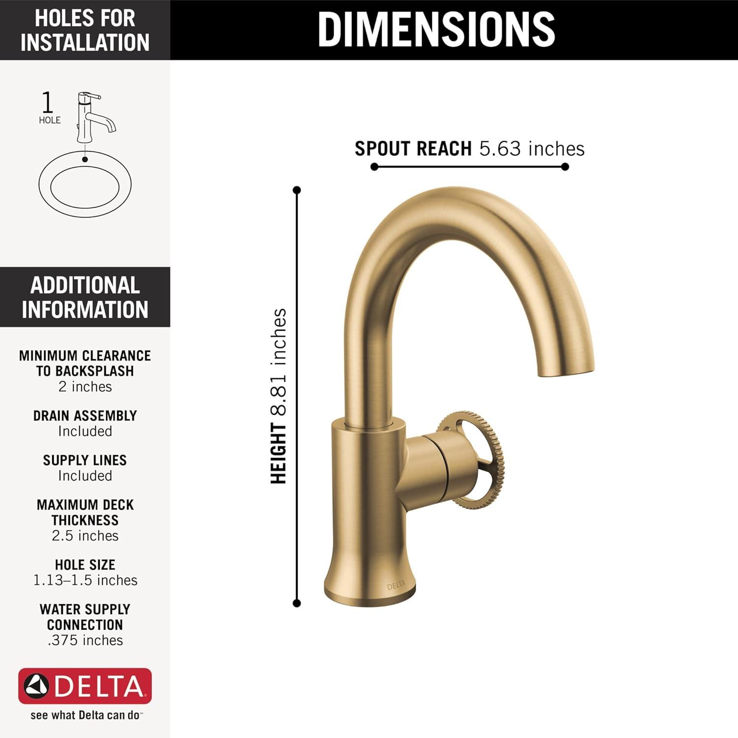 Trinsic Single Hole Bathroom Faucet with Wheel Handle, Single Handle Bathroom Sink Faucet