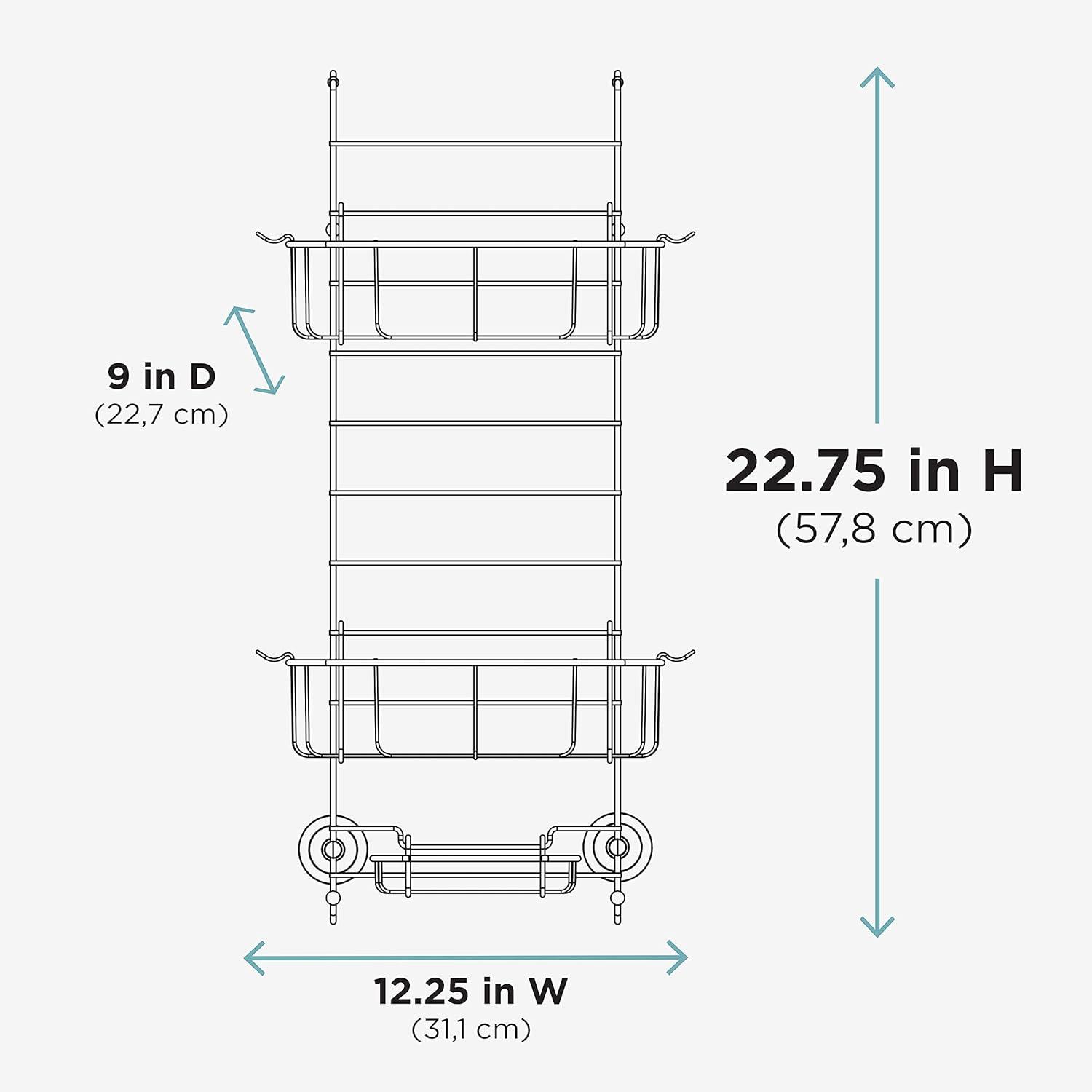 Stainless Steel Over-the-Door Adjustable Shower Caddy with Shelves