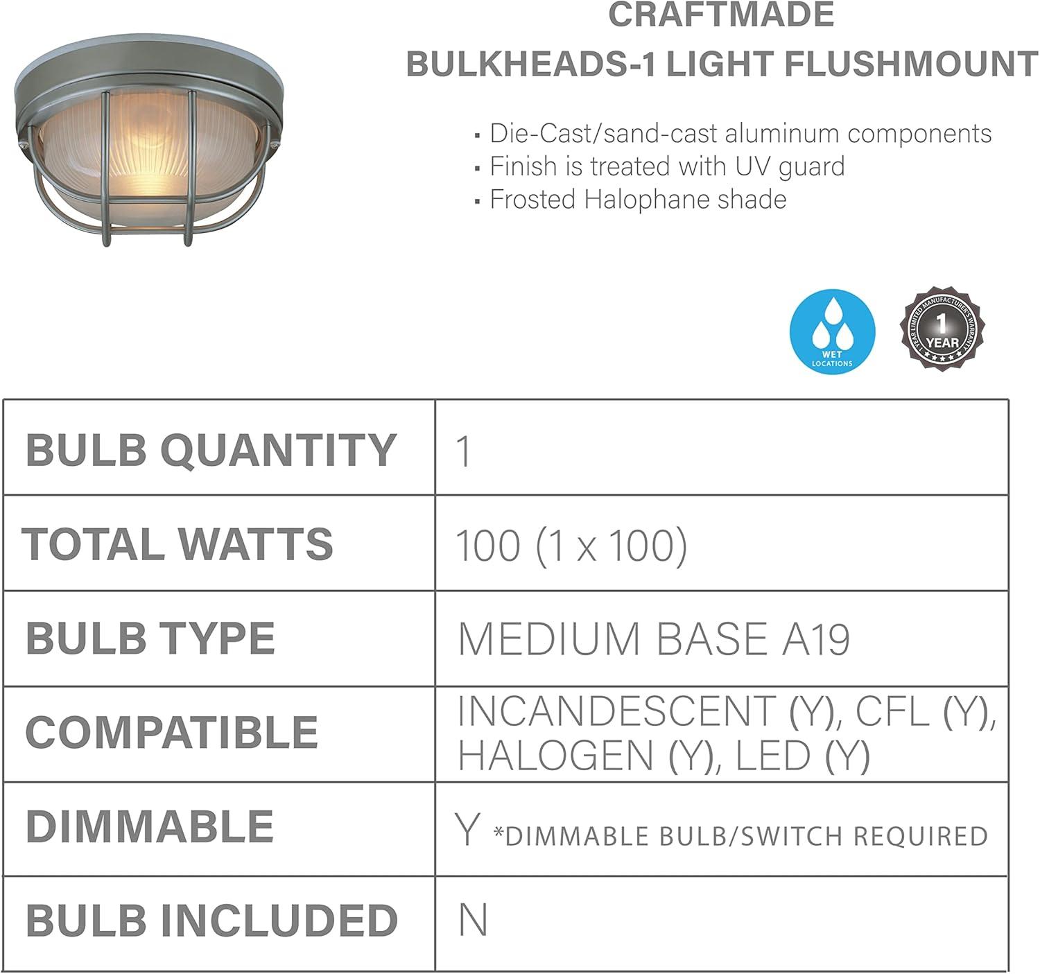 Cast Aluminum 1 - Bulb Outdoor Bulkhead Light