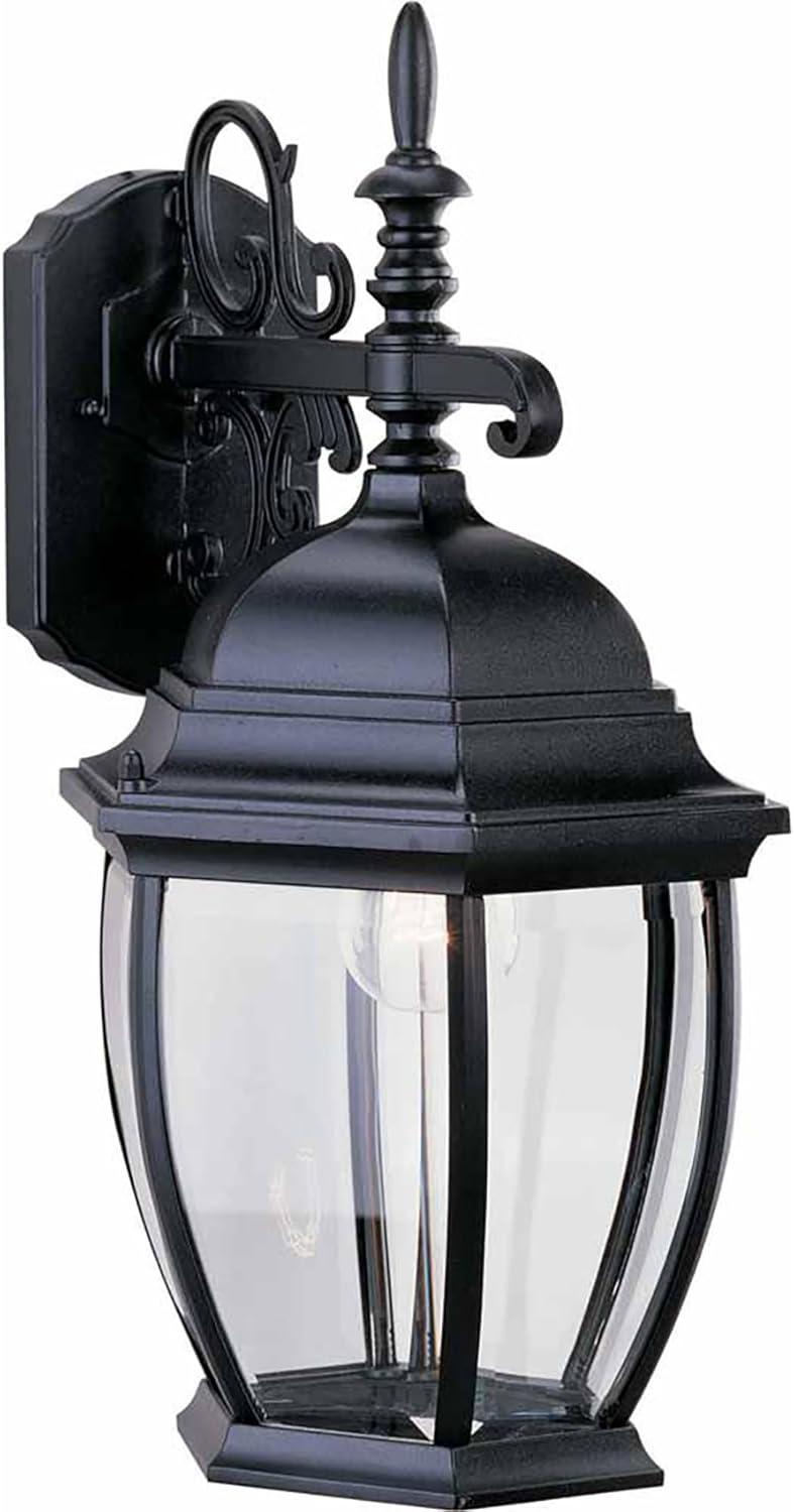 Black Dimmable Outdoor Lantern with Clear Beveled Glass