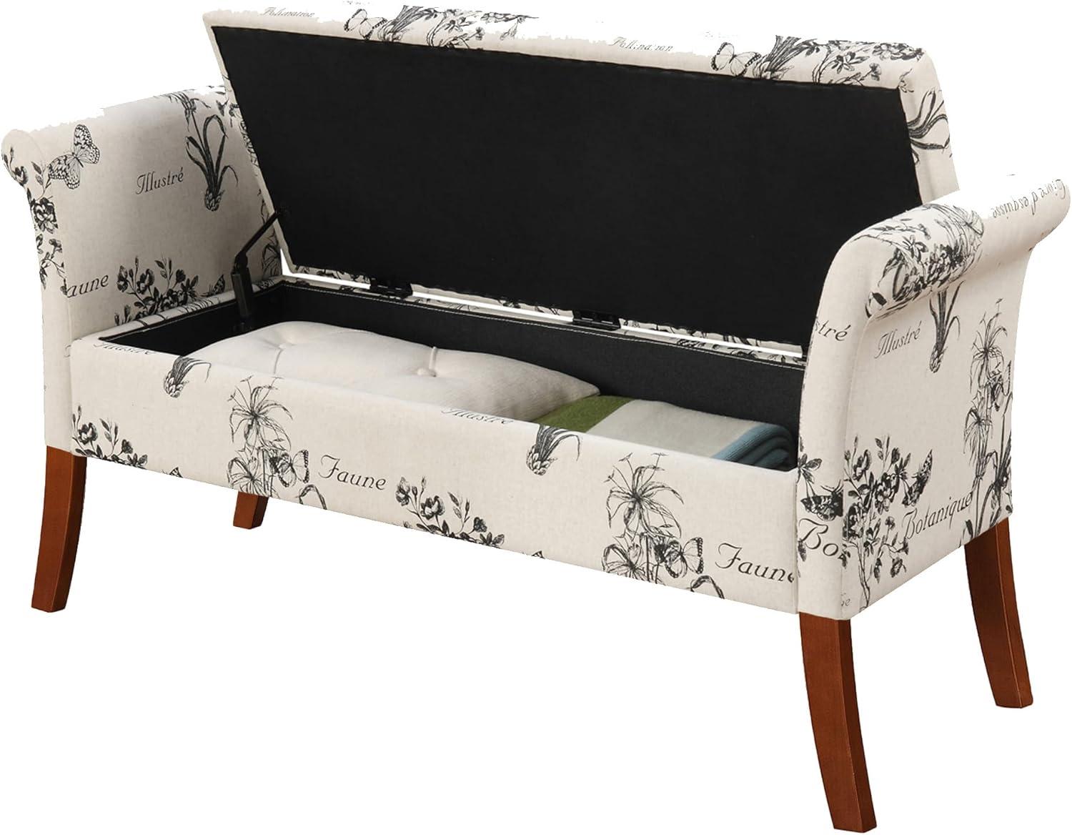 Convenience Concepts Designs4Comfort Garbo Storage Bench, Botanical Print Canvas