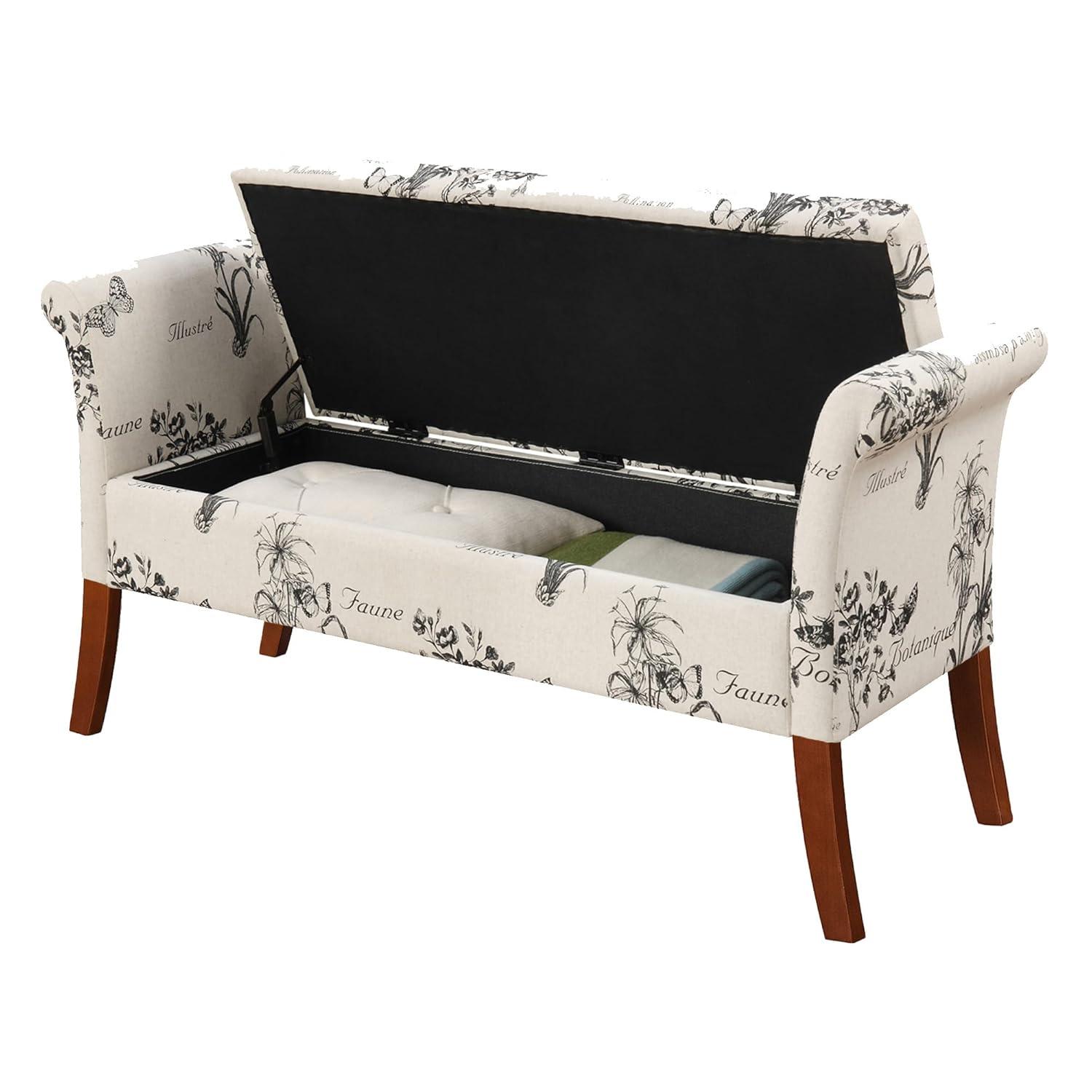 Convenience Concepts Designs4Comfort Garbo Storage Bench, Botanical Print Canvas
