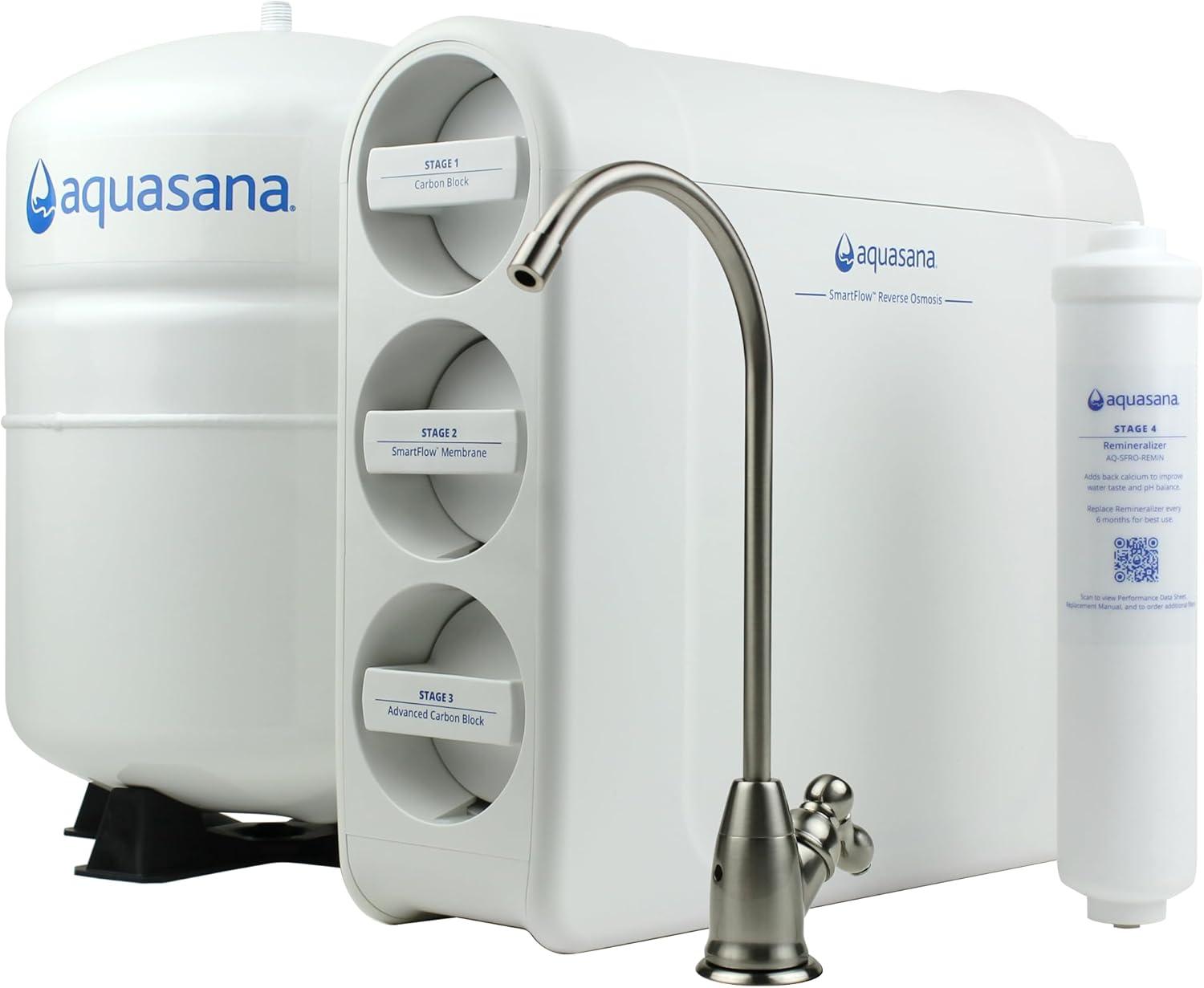 Aquasana SmartFlow™ Reverse Osmosis Water Filter System - Brushed Nickel Faucet - AQ-SFRO-BN