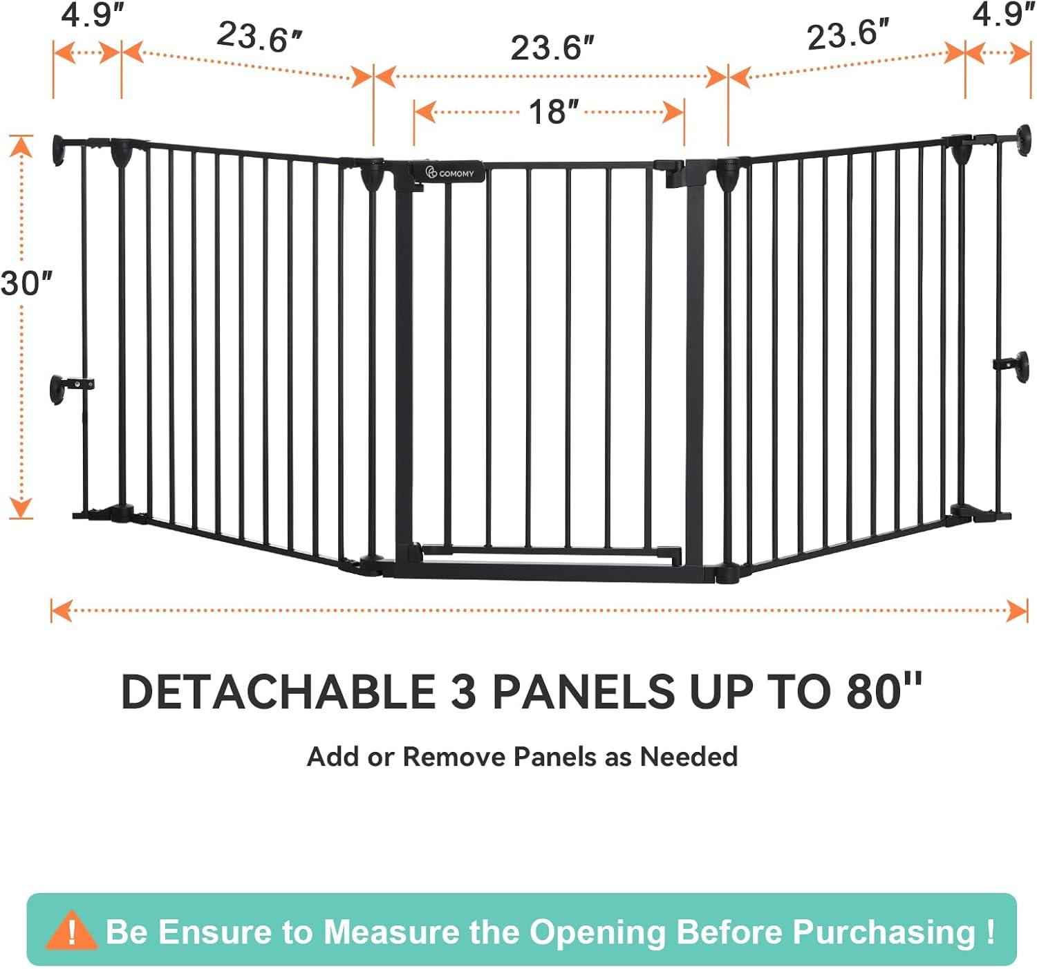 Black Metal Extra Wide Baby and Pet Gate with Door