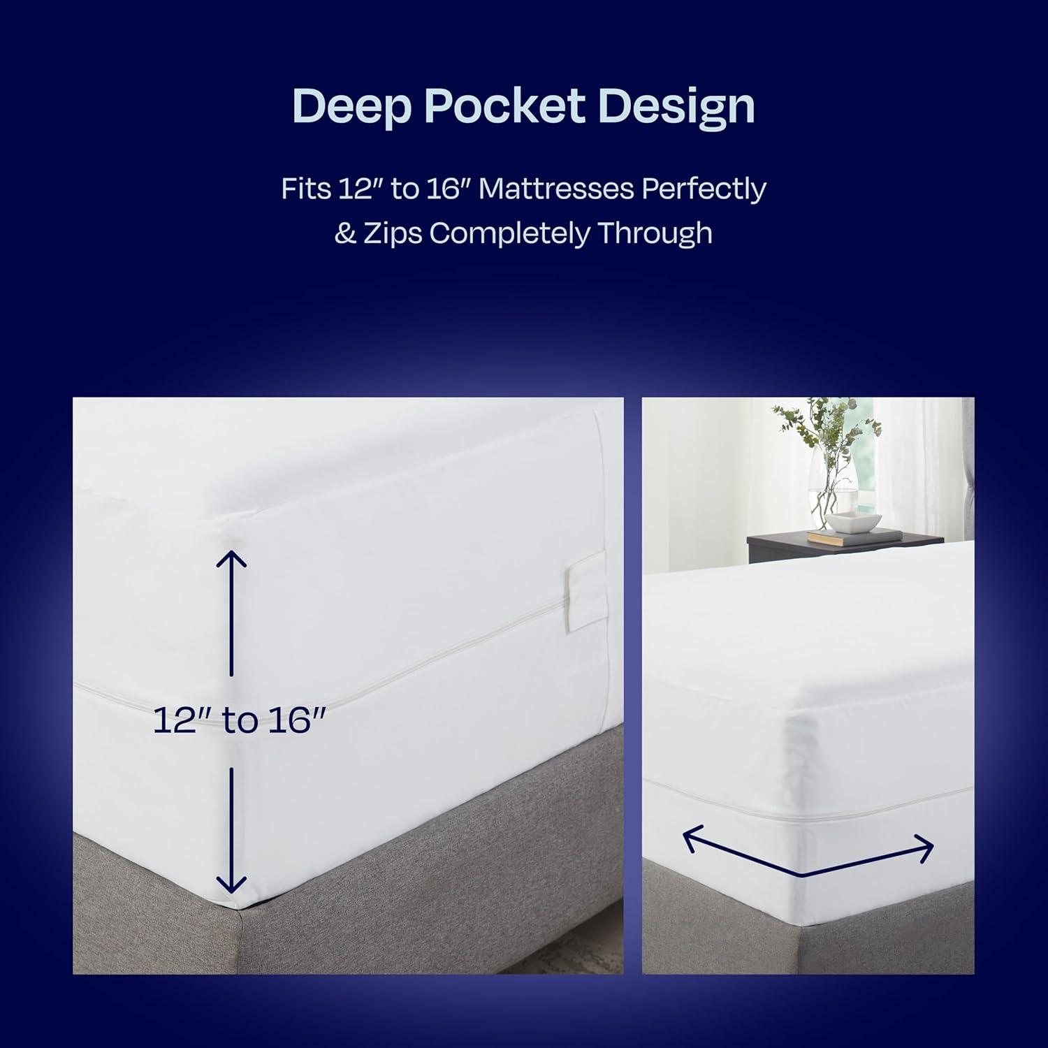 California Design Den Zippered Mattress Encasement Full - Waterproof Mattress Protector - Protects All Six-Sides - Full Size Mattress Cooling Cover