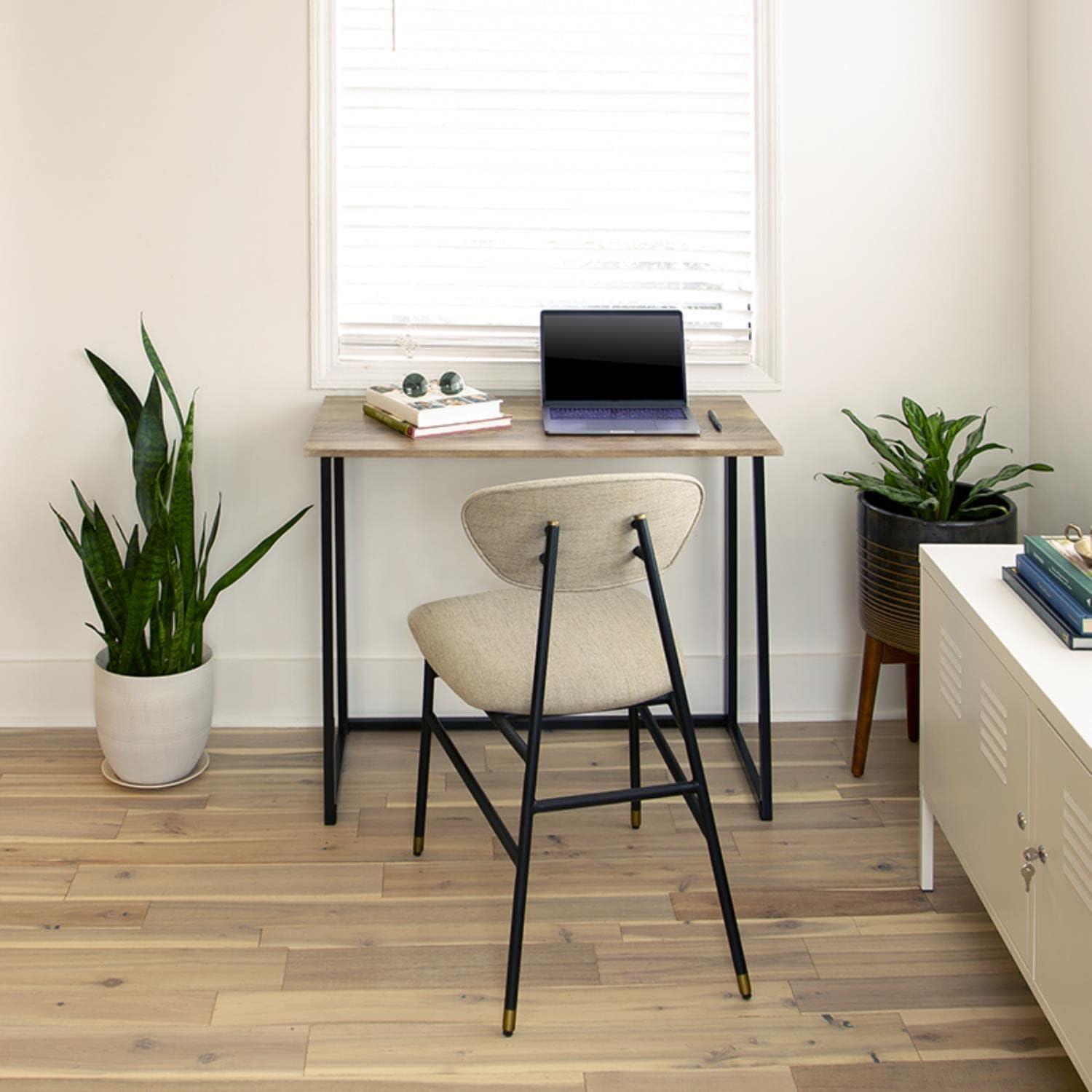 Small Rustic Natural Wood and Black Foldable Desk