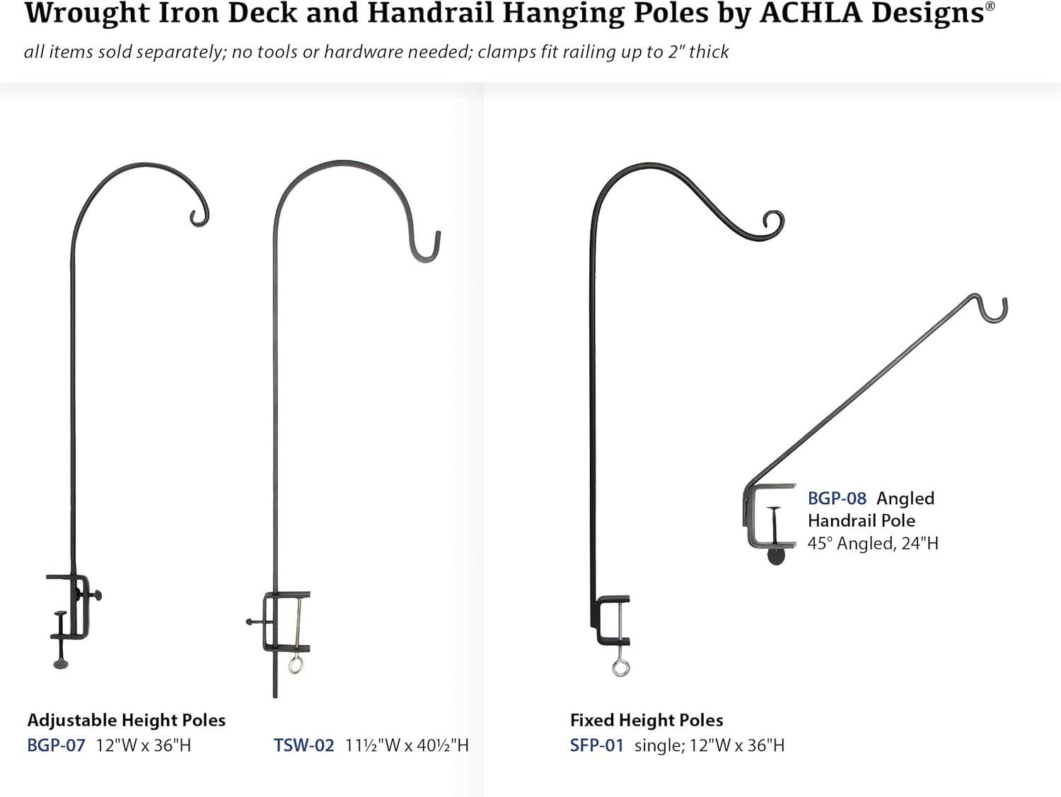 Achla BGP-08 45 Degree Angle Rail Mount Pole