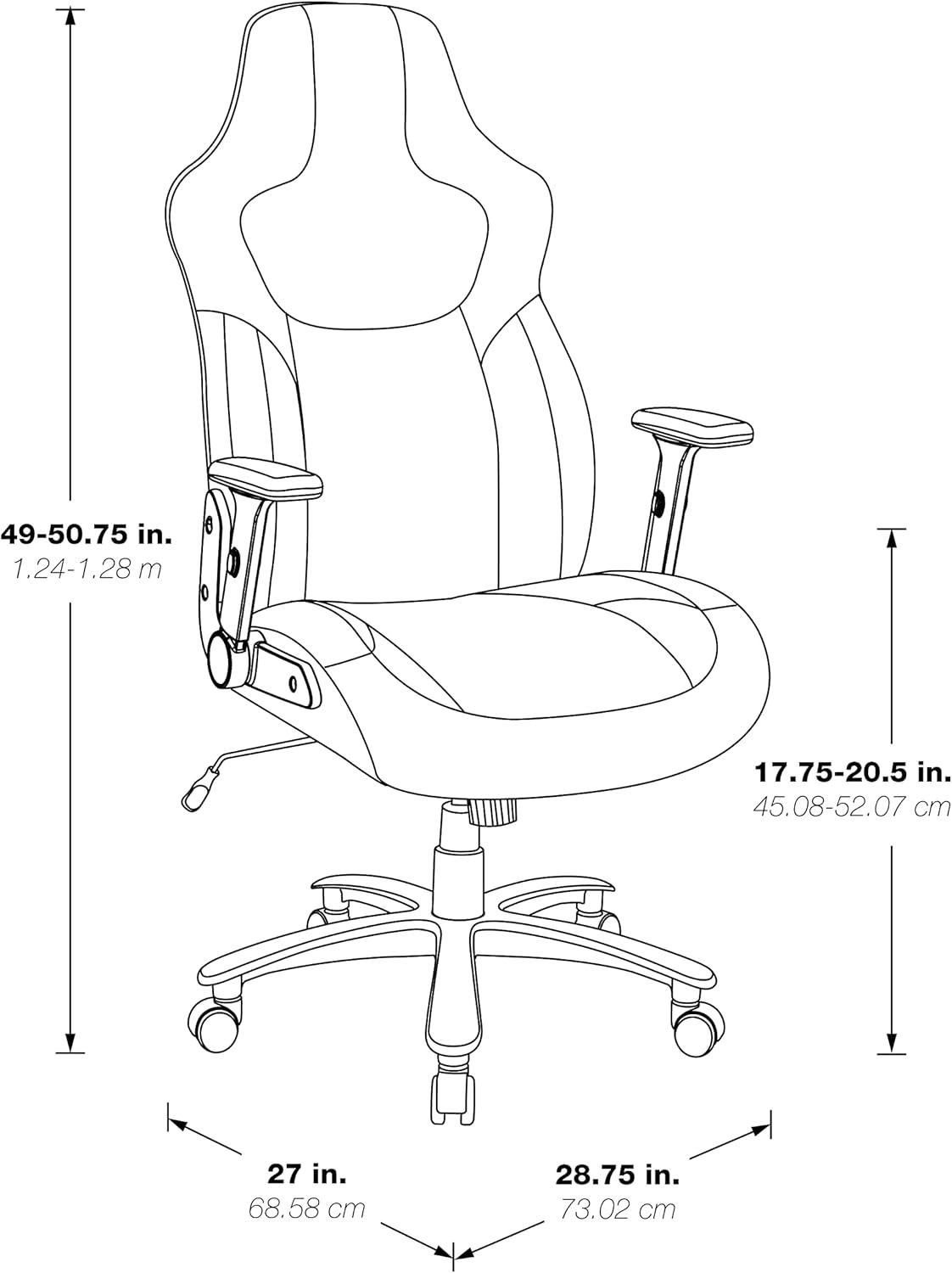 Big & Tall Bonded Leather Gaming Chair in Gray Mesh