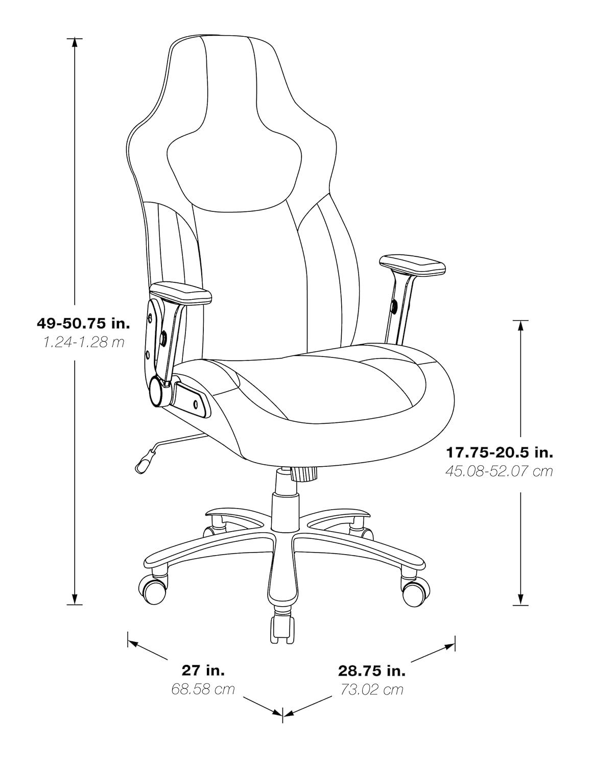 Big & Tall Bonded Leather Gaming Chair in Gray Mesh