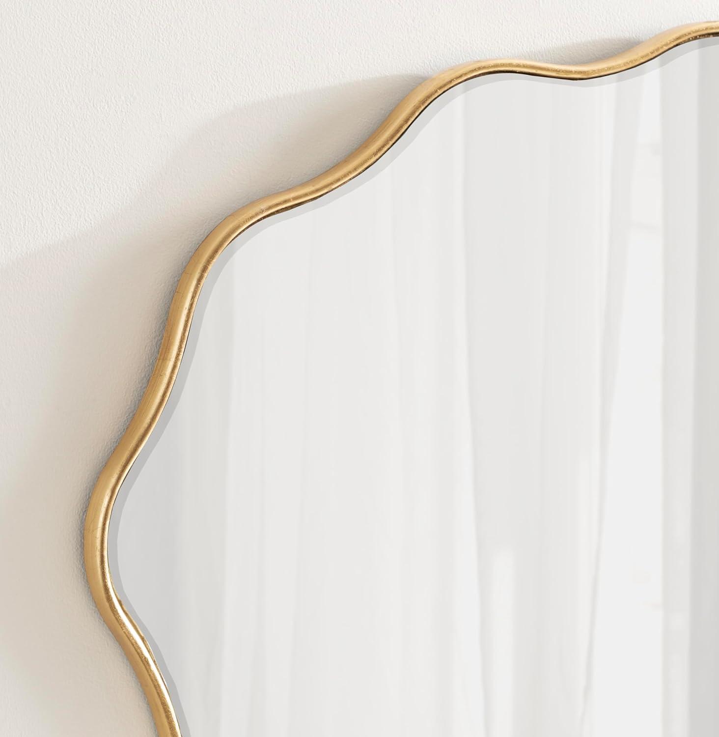 Kate & Laurel All Things Decor 24"x34" Viona Oval Scalloped Mirror Gold: Luxury Glam Style, No Assembly, Wall Mounted