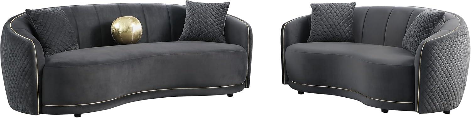 Coaster Brookside 2-Piece Velvet Fabric Upholstered Sofa Set in Dark Gray