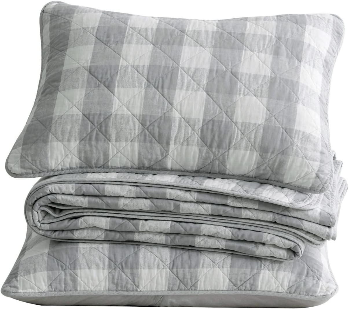 Chezmoi Collection Cotton Plaid Quilt Set