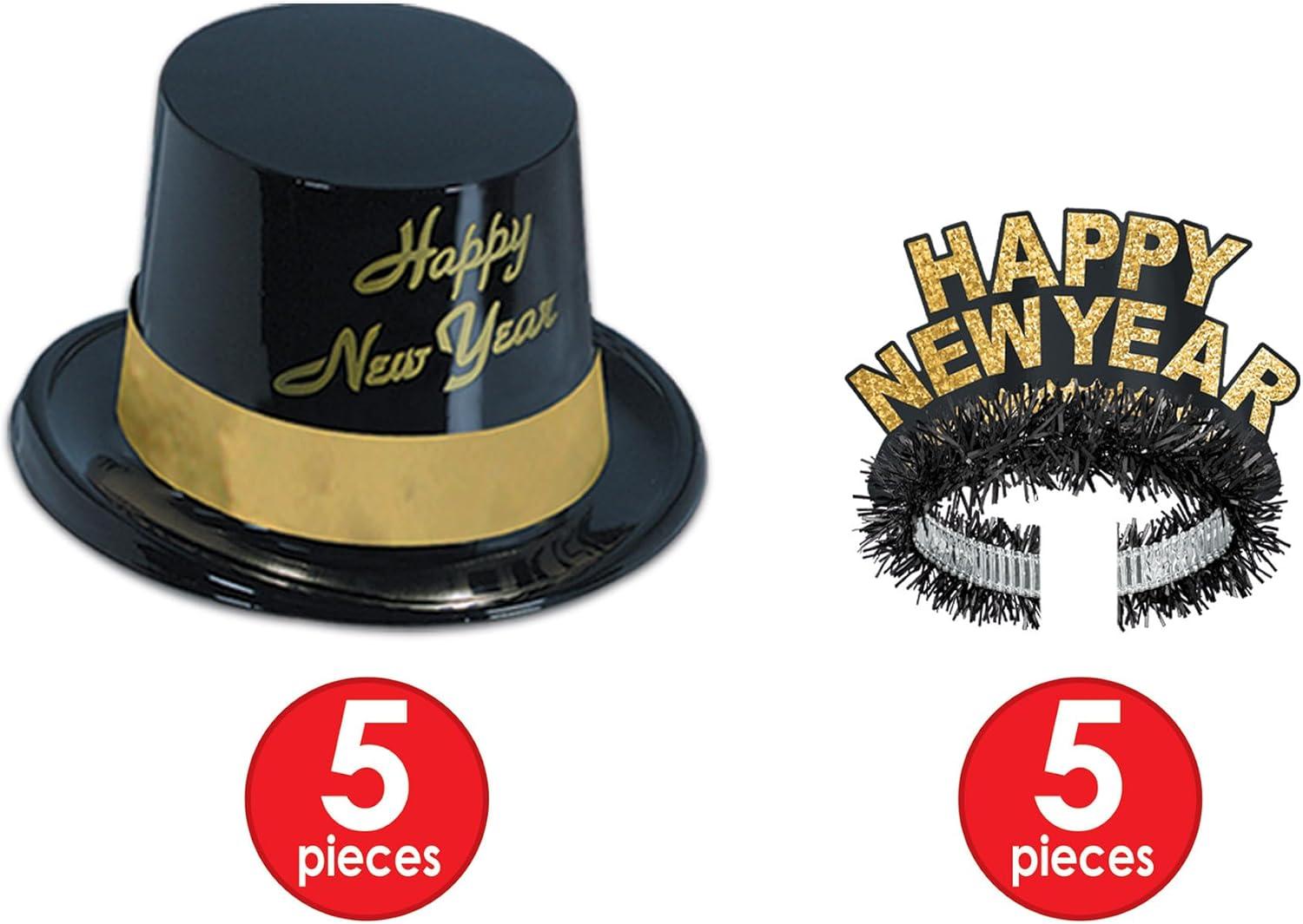 Beistle New Year Gold Legacy Assortment for 10 people includes 20 items for your Party Gold