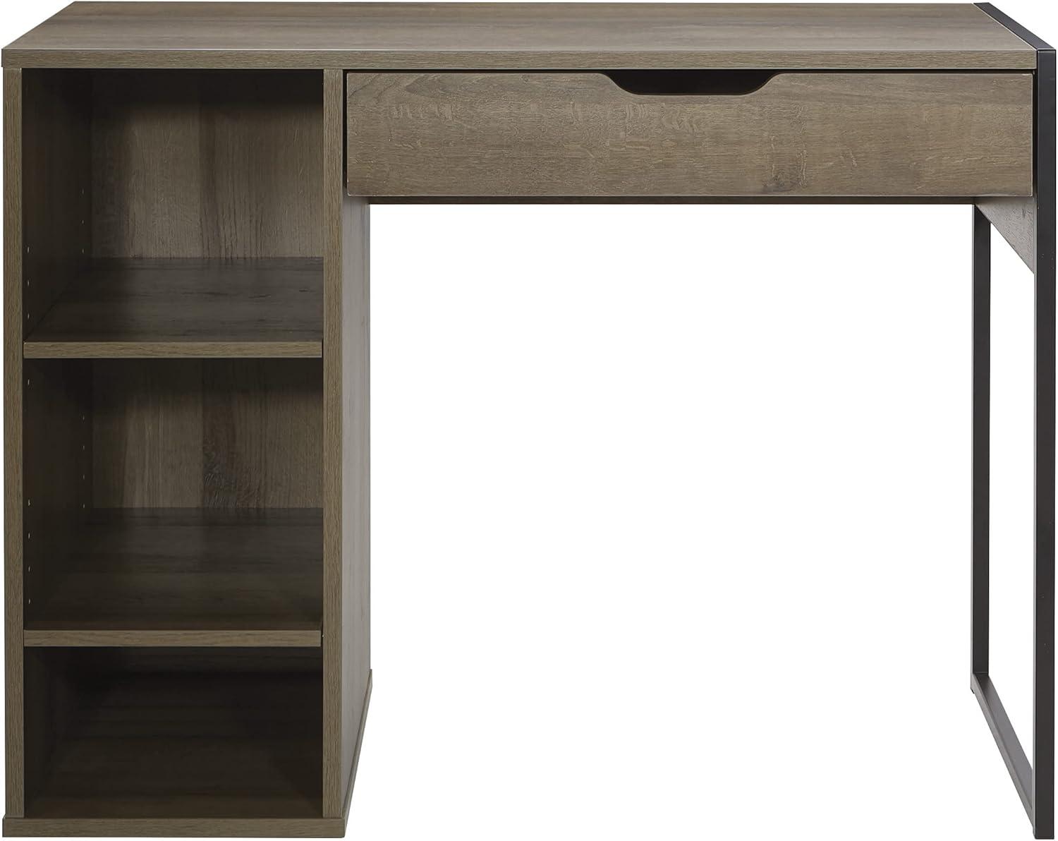 OSP Home Furnishings Ravel 40"W Wood Desk with Open Storage in Grey Oak