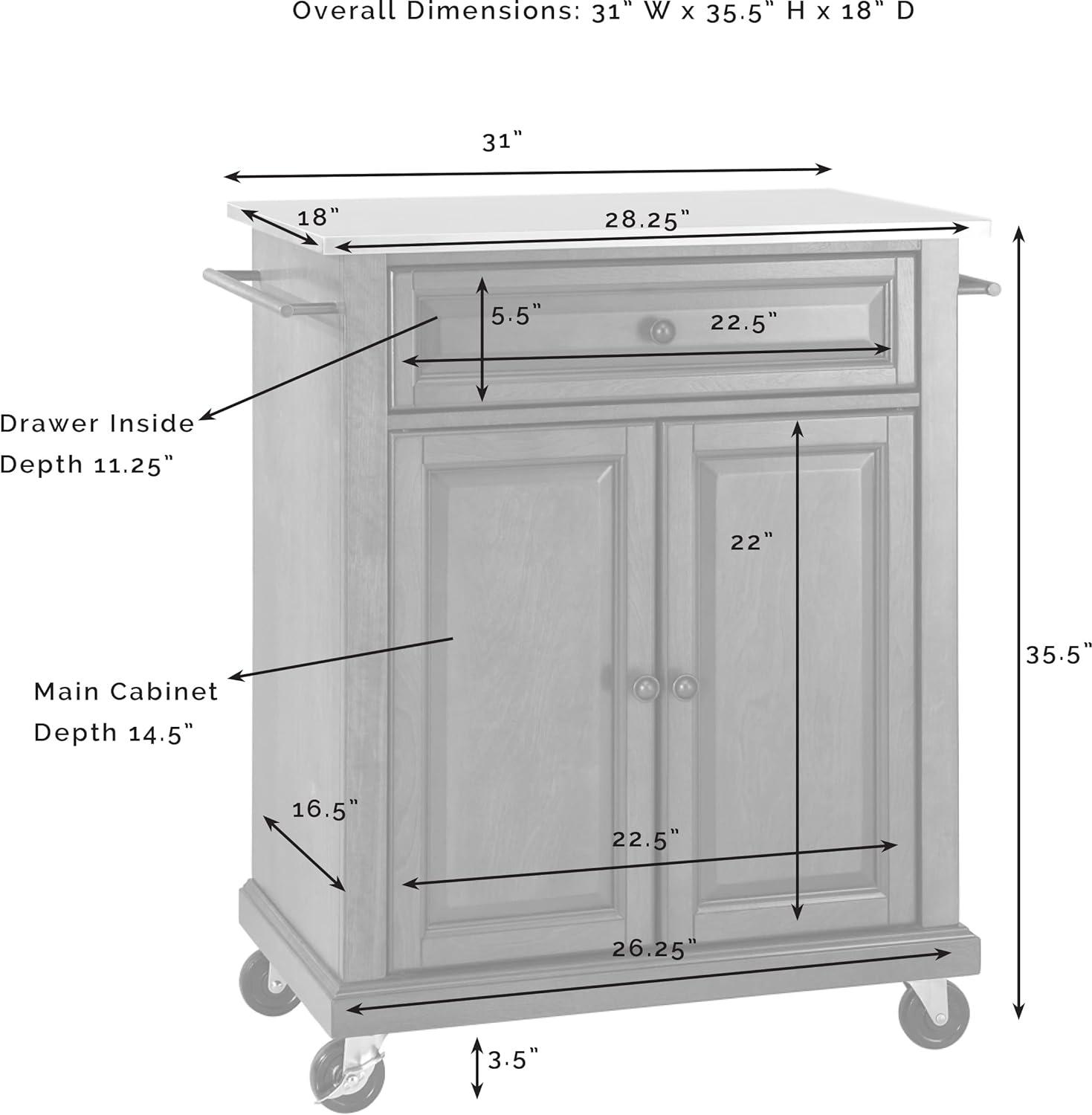 Mahogany Stainless Steel Top Kitchen Cart with Storage