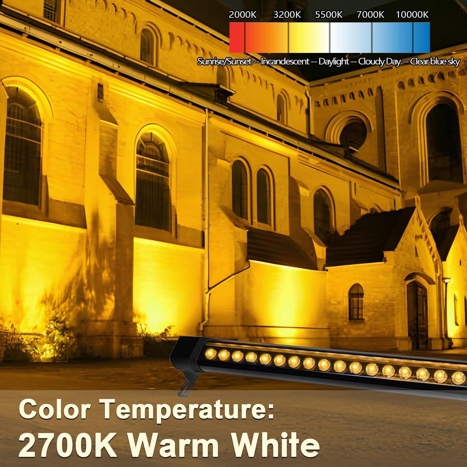 36W LED Wall Washer Light, 2FT 2700K Warm White Outdoor Wall Washer Lights, 120V Waterproof IP67 LED Light Bar for Outdoor, Plug-in (2 Pack)