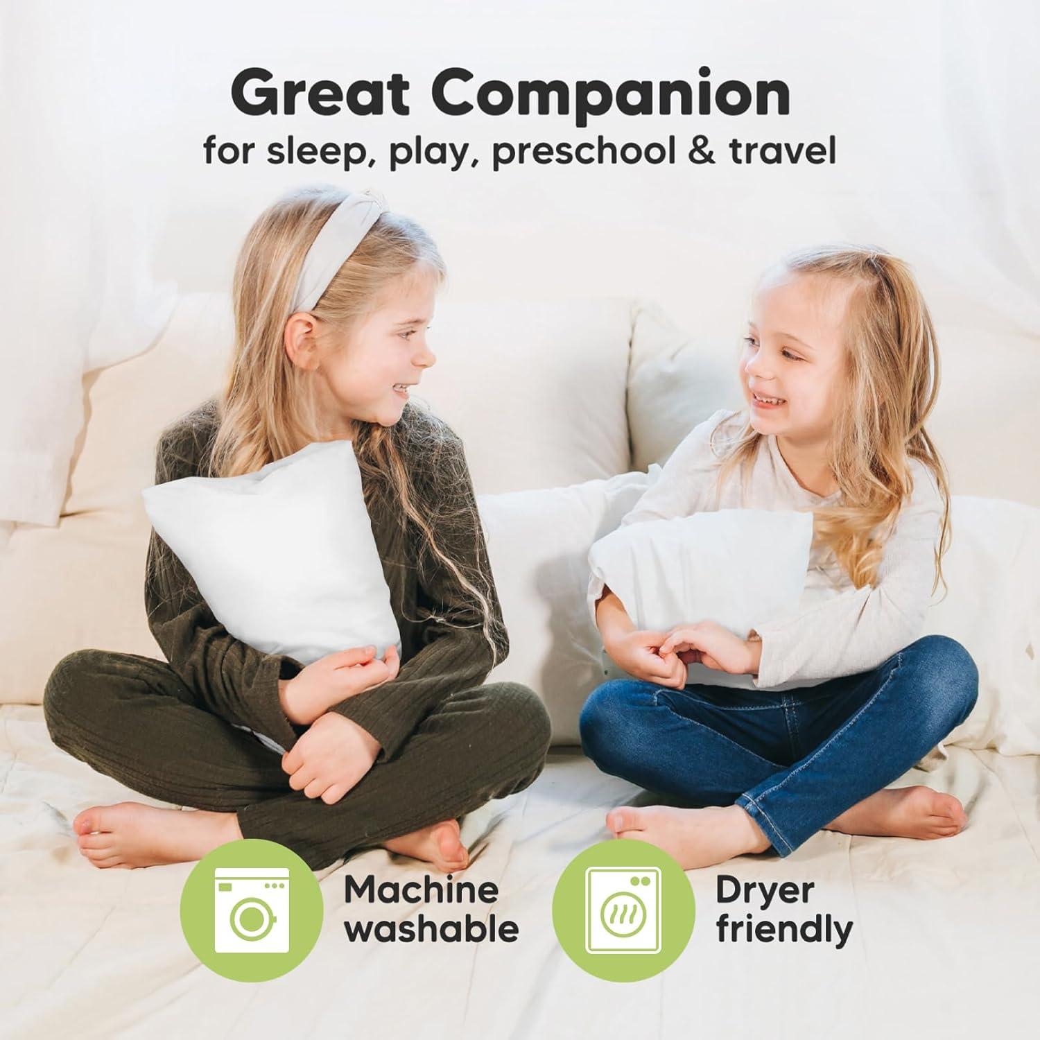 KeaBabies Mini Toddler Pillow with Pillowcase, 9x13 Small Pillow for Toddler, Soft Kids Pillow for Sleeping, Travel, Age 2-4 (Soft White)
